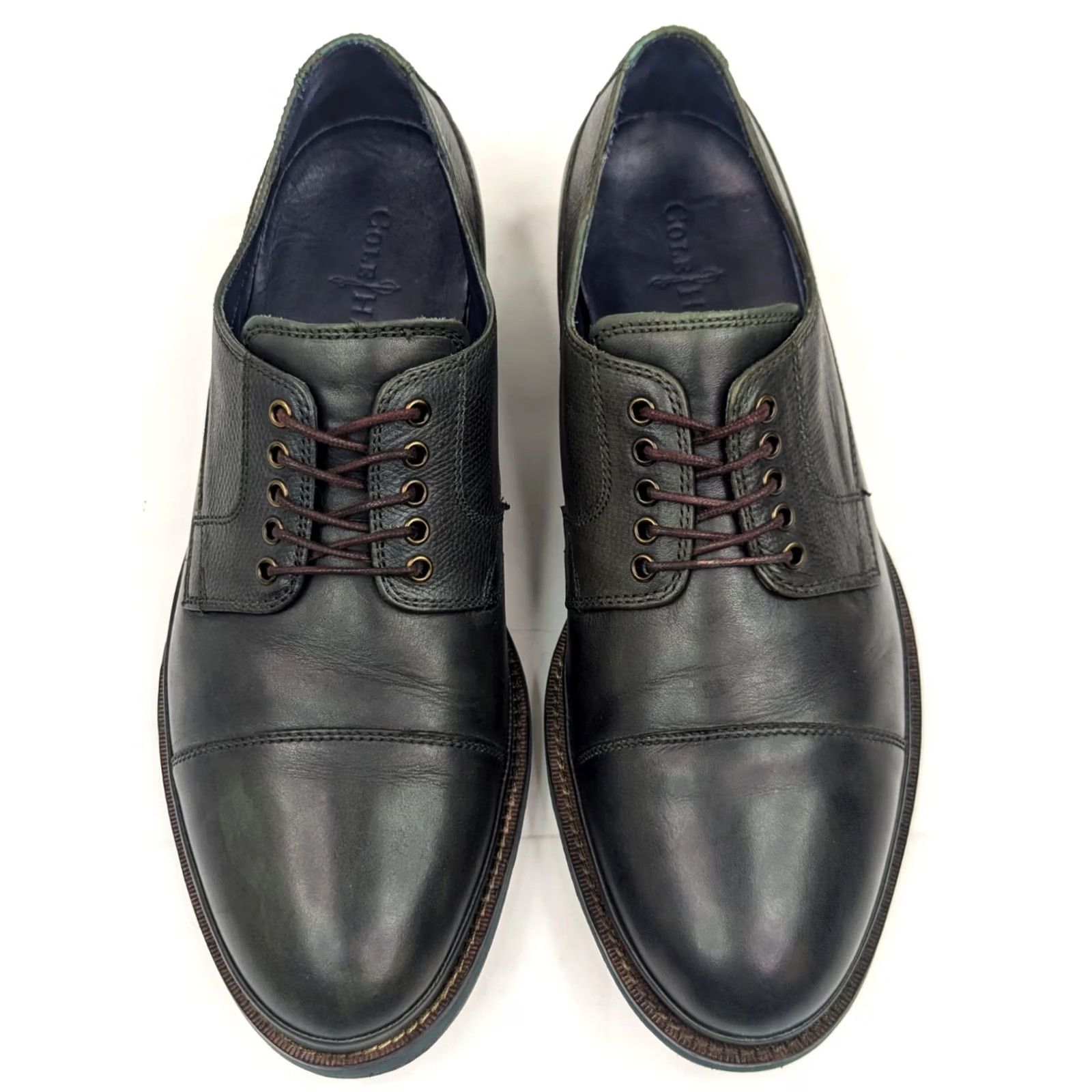 Cole Haan Cole Haan Green Cap Toe Oxford Shoes – Men 10.5M Derby Pebble Leather Saddle Style Dress Shoes Size ONE SIZE - 3 Thumbnail