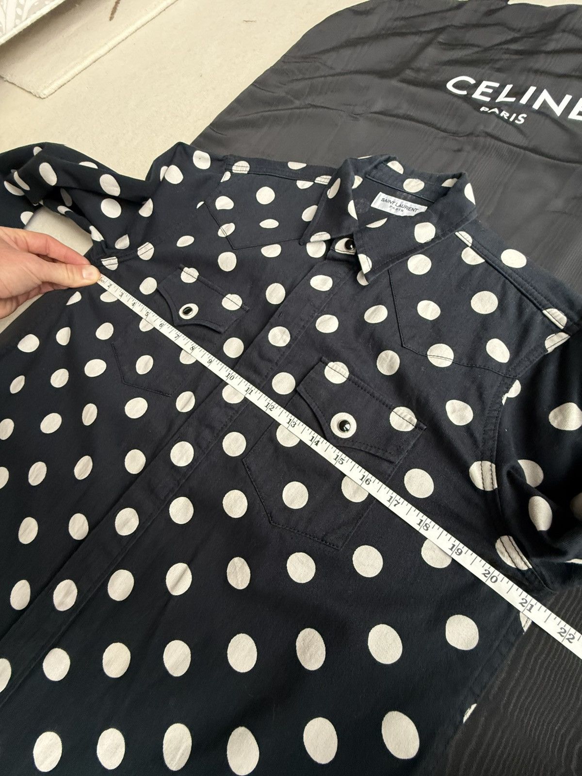 Saint Laurent Paris Saint Laurent black polka dot western denim shirt XL Grail Size US XL / EU 56 / 4 - 5 Thumbnail