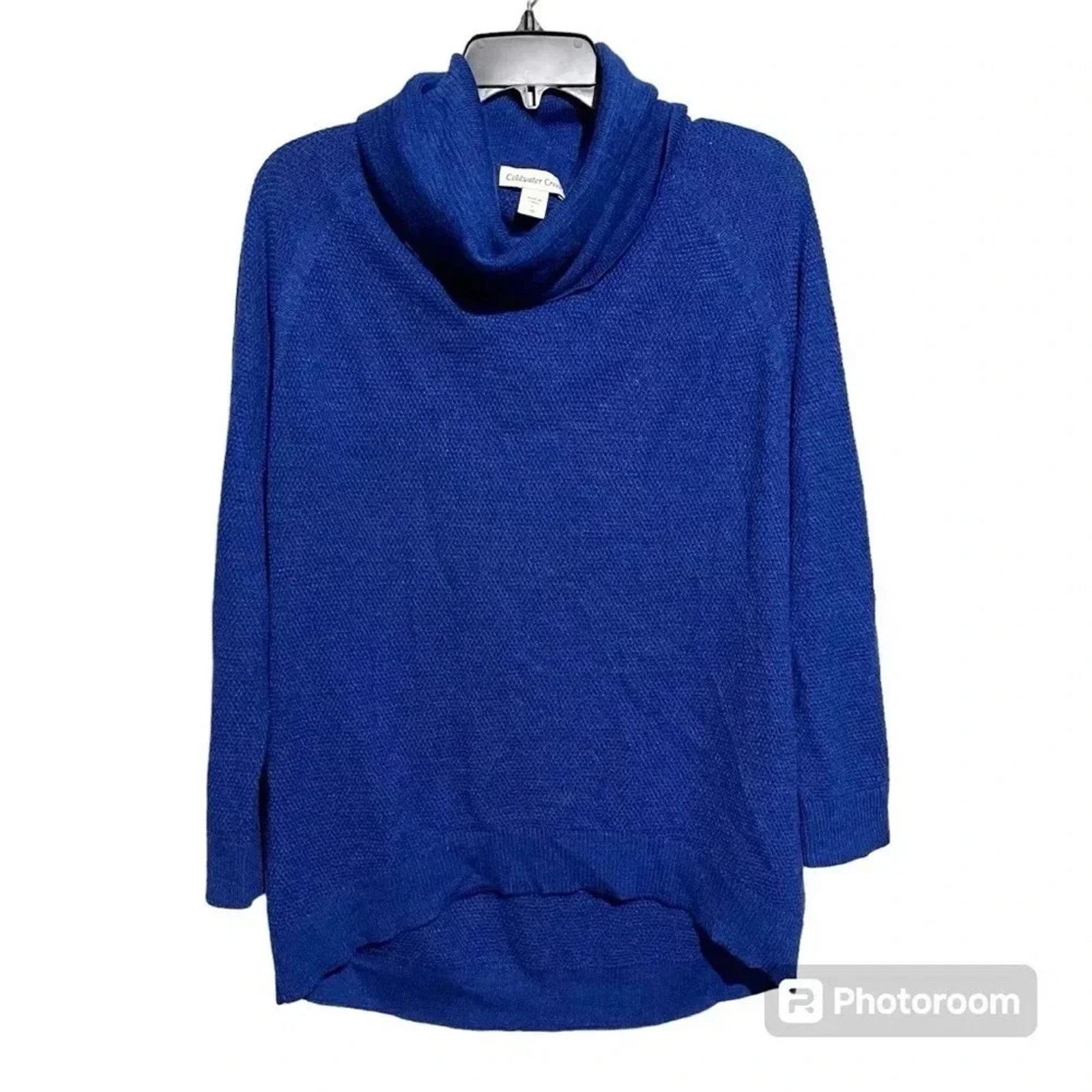 Coldwater Creek Coldwater Creek size L Sapphire Wool Blend Cowl Neck Sweater Size L / US 10 / IT 46 - 1 Thumbnail