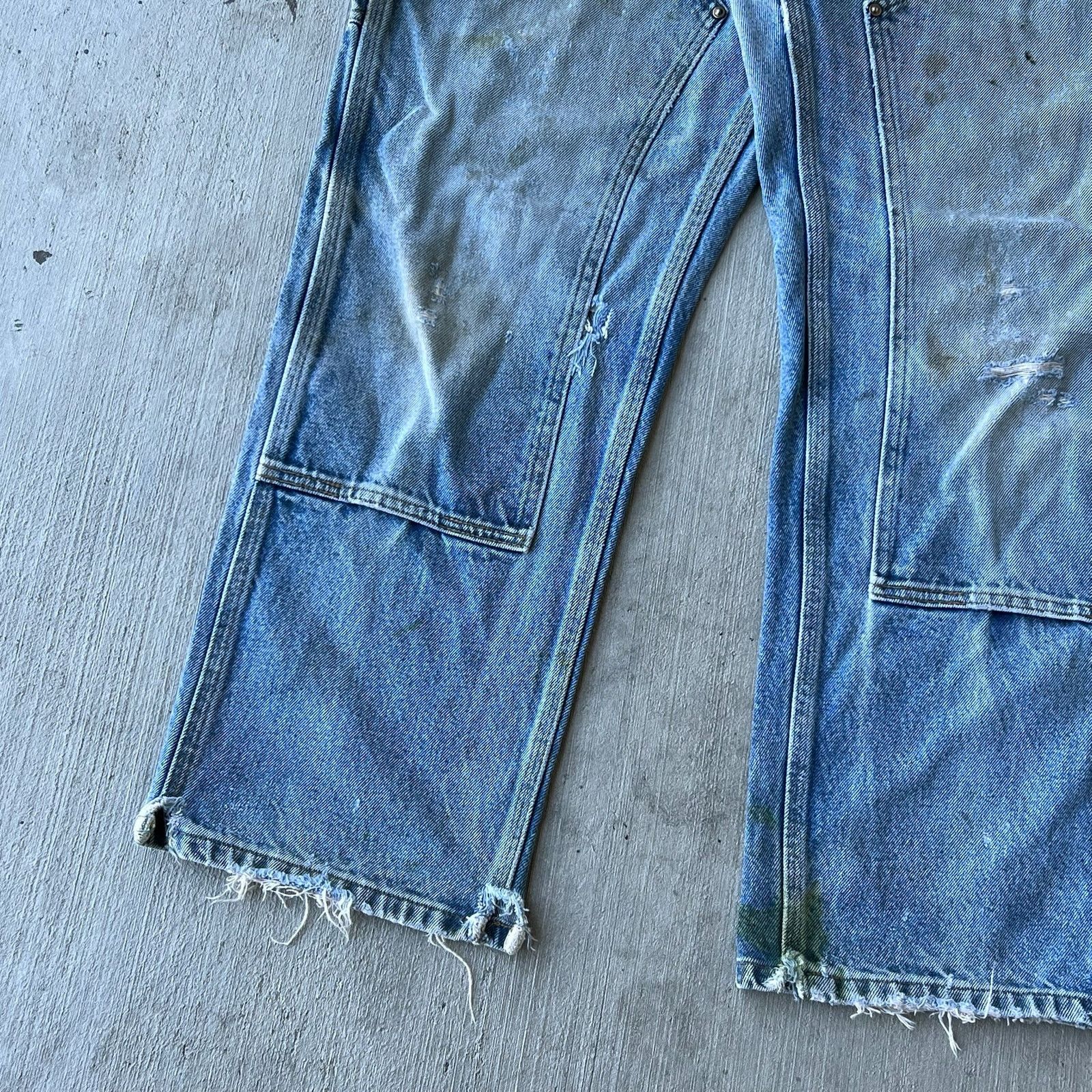 Carhartt × Vintage Carhartt faded denim blue jean double knee work wear pants Size US 32 / EU 48 - 9 Thumbnail
