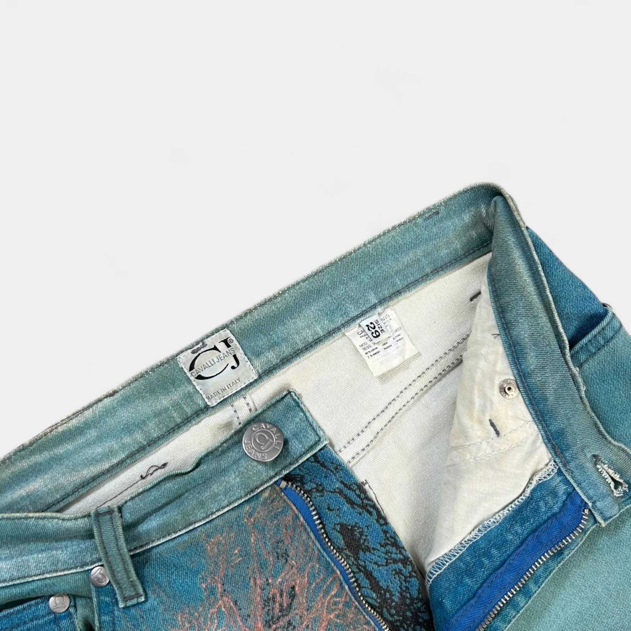 Roberto Cavalli Cavalli 1998 Coral Reef Turquoise Jeans Size 26" / US 2 / IT 38 - 4 Thumbnail