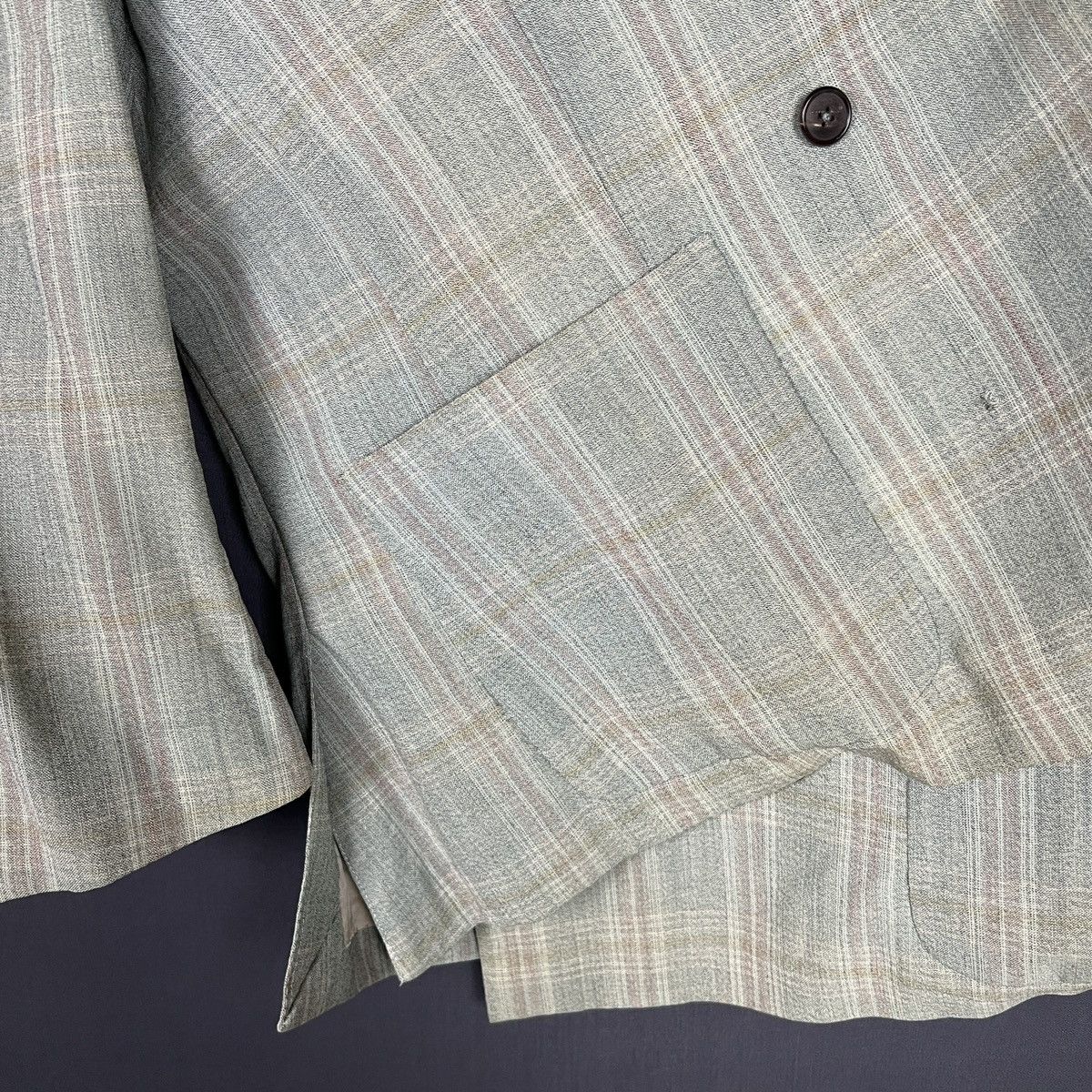 Hermes Vintage Hermès Paris Plaid Double Breasted Laine Blazer M L Size 50S - 8 Thumbnail