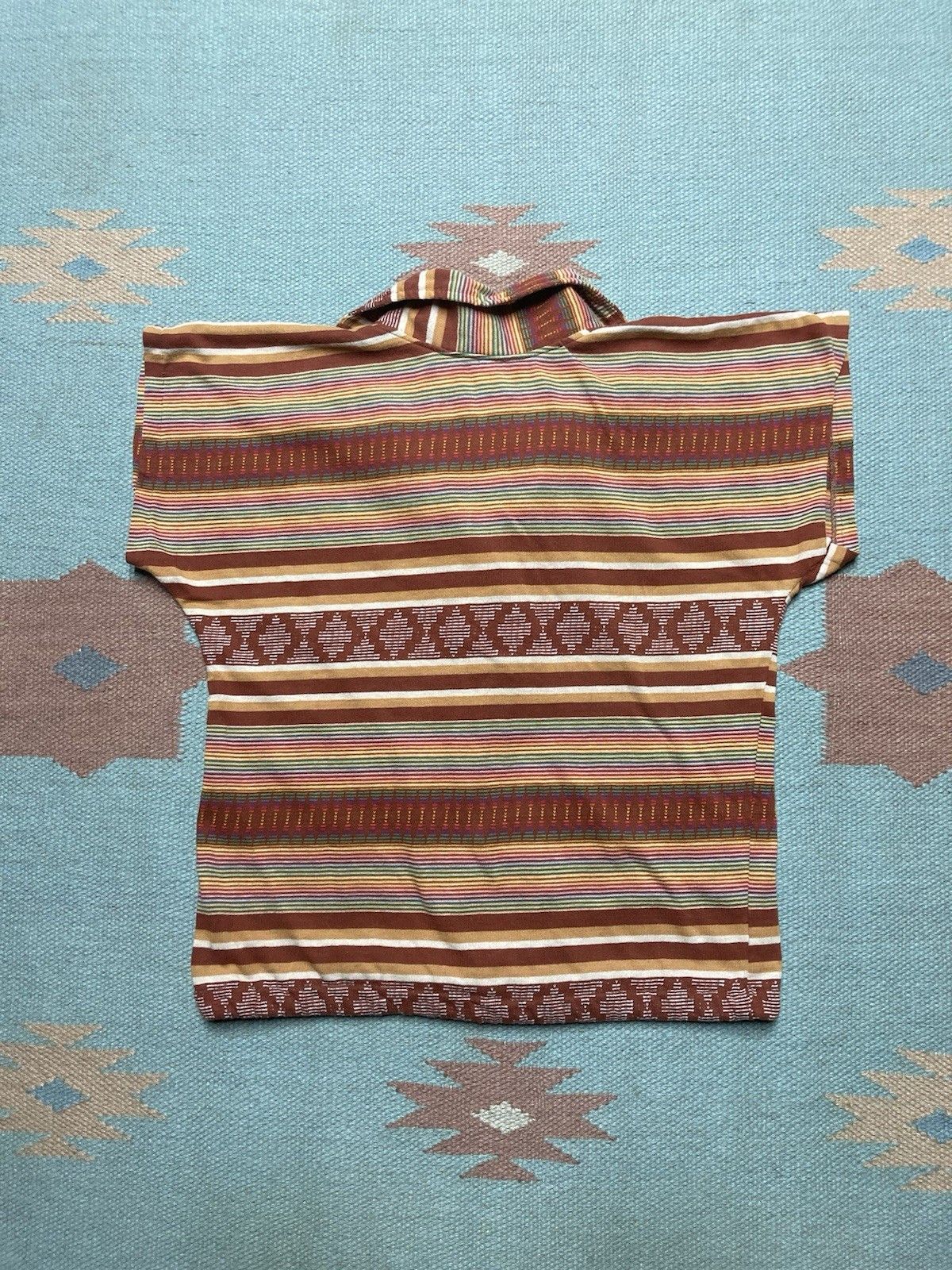 Vintage 70s polo shirt aztec striped hippie boho women’s M boxy crop Size M / US 6-8 / IT 42-44 - 6 Thumbnail