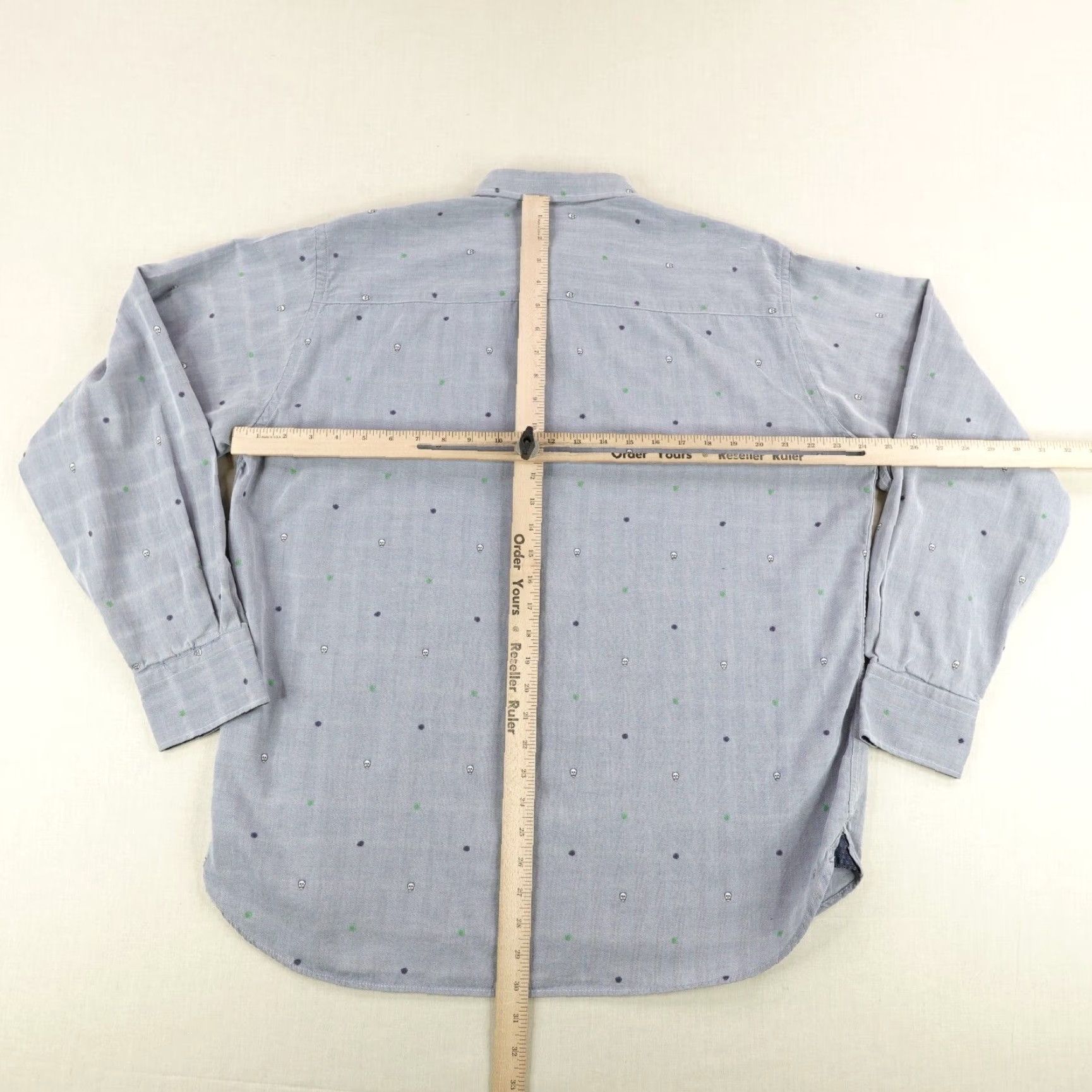 Luchiano Visconti VINTAGE Luchiano Visconti Shirt Men XL Blue Skull Polka Dot Button-Up Long Sleeve Casual Business Party Size US XL / EU 56 / 4 - 6 Thumbnail