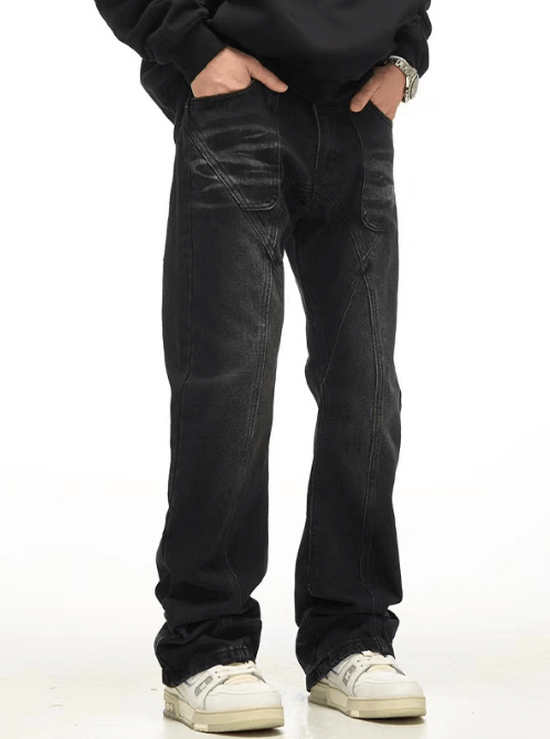 Japanese Brand × Jean Retro street patchwork pockets straight loose jeans y2k Size US 32 / EU 48 - 3 Thumbnail