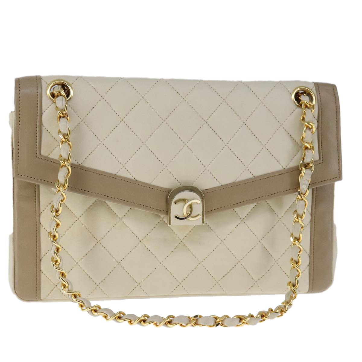 Chanel Single Flap Beige Leather Shoulder Bag (Pre-Owned) Size ONE SIZE - 1 Thumbnail