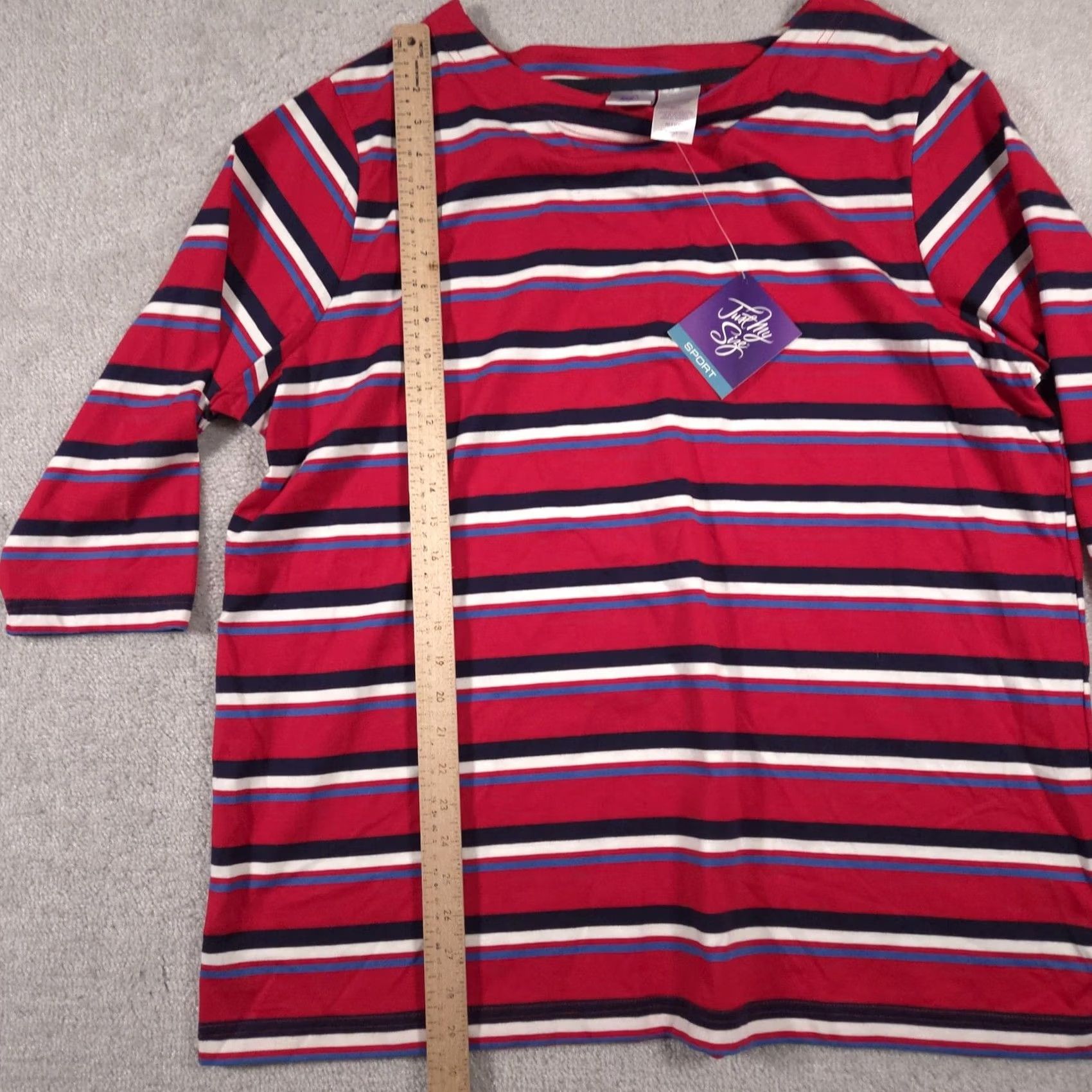 Vintage Just My Size Shirt Womens 18/20 Red Striped 3/4 Sleeve Boat Neck JMS Shirt Women Plus Size Red Striped 3/4 Sleeve Boat Neck JMS Size XXL / US 16-18 / IT 52-54 - 7 Thumbnail