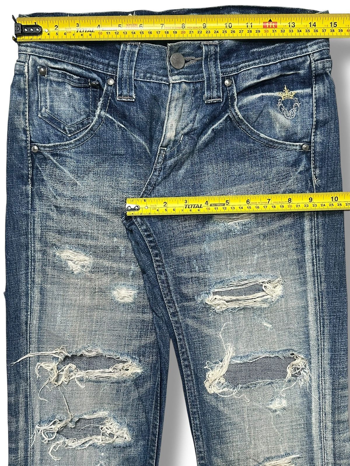 Vintage Vintage Varosh Bell-Bottom Flare Distressed Ripped Faded 💥 Size US 30 / EU 46 - 17 Thumbnail