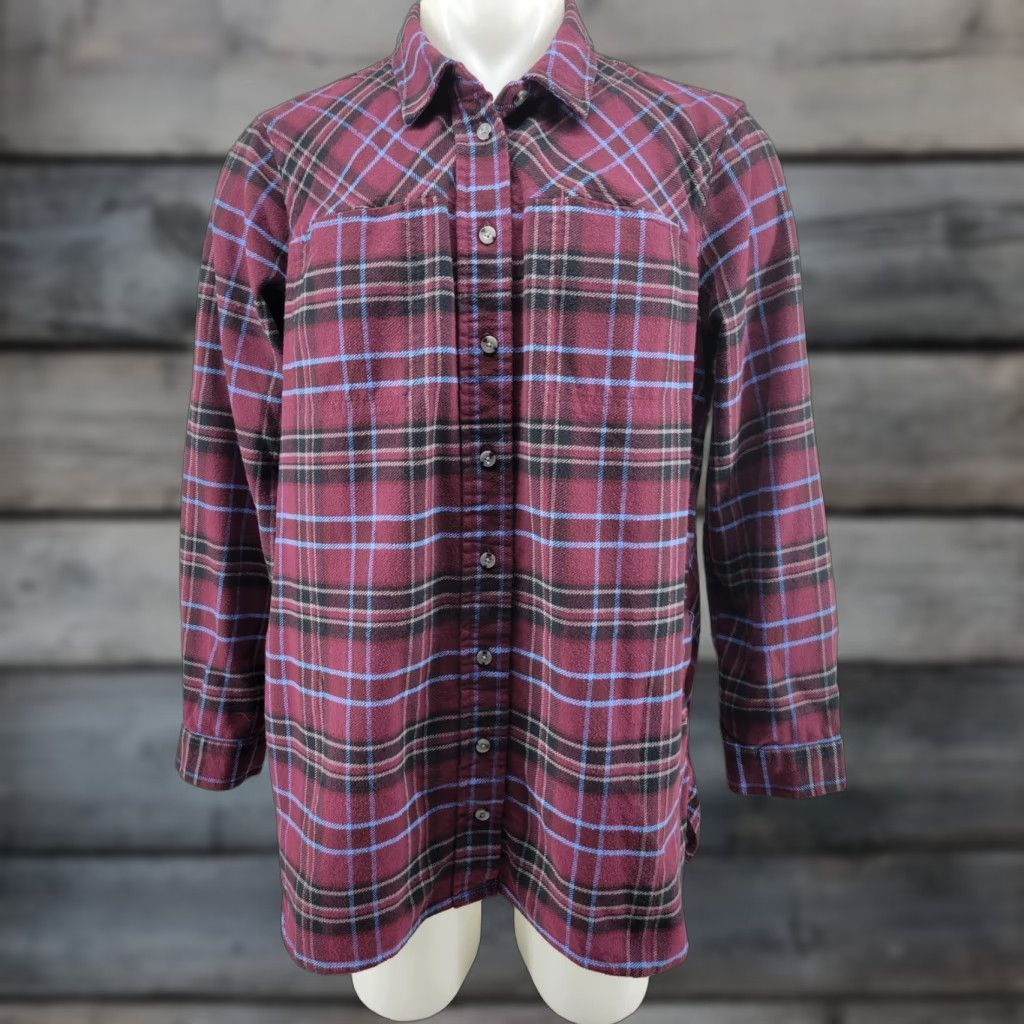 CO Duluth Flannel Shirt Jacket Women's XL Maroon Plaid Thick Shirt Jacket Casual Workwear 90s Grunge Vintage? Size XL / US 12-14 / IT 48-50 - 1 Thumbnail