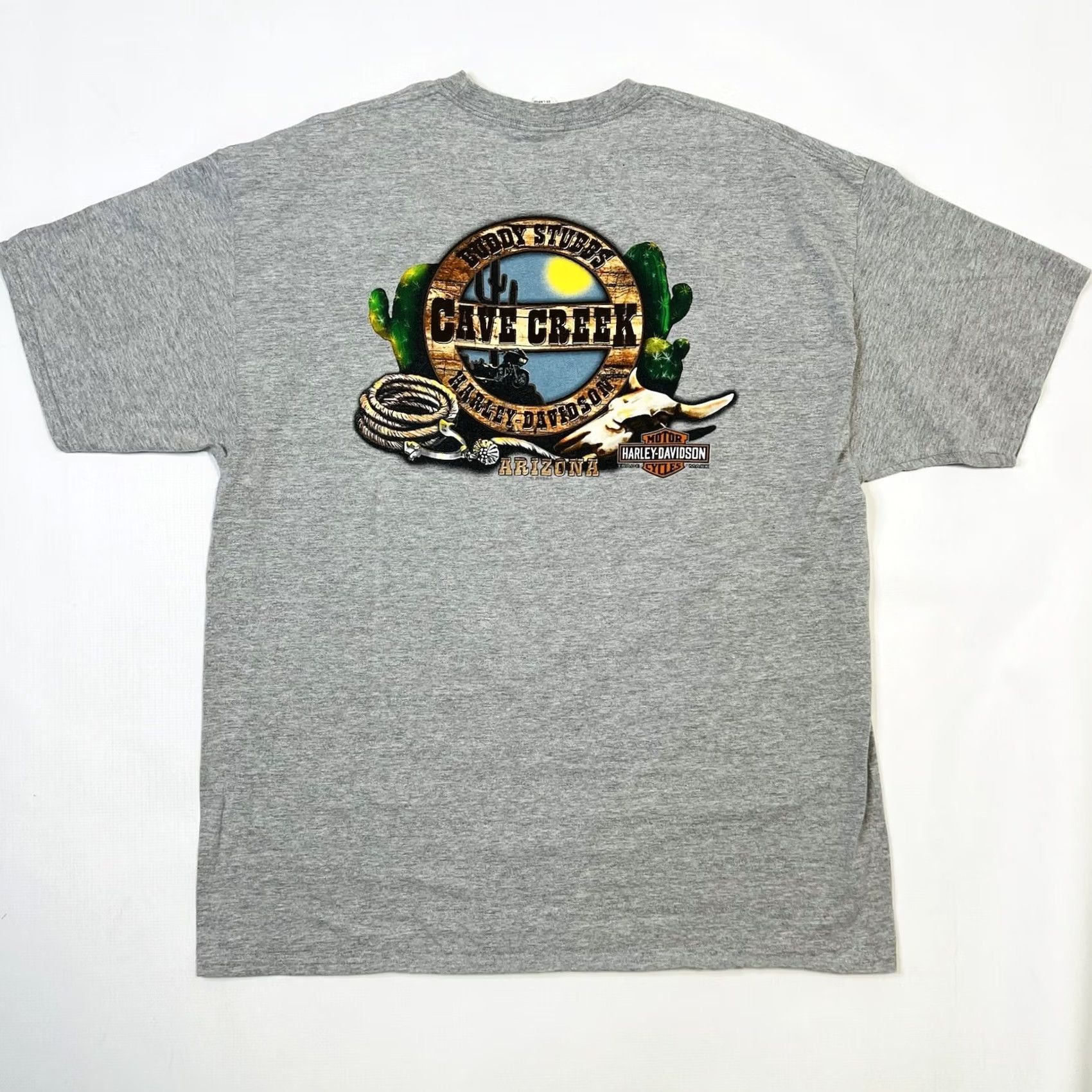 Vintage Harley Davidson Cave Creek Arizona T Shirt 2XL Gray Cotton Polyester Crew Neck Short Sleeve Graphic Tee Mens Size US XXL / EU 58 / 5 - 2 Thumbnail