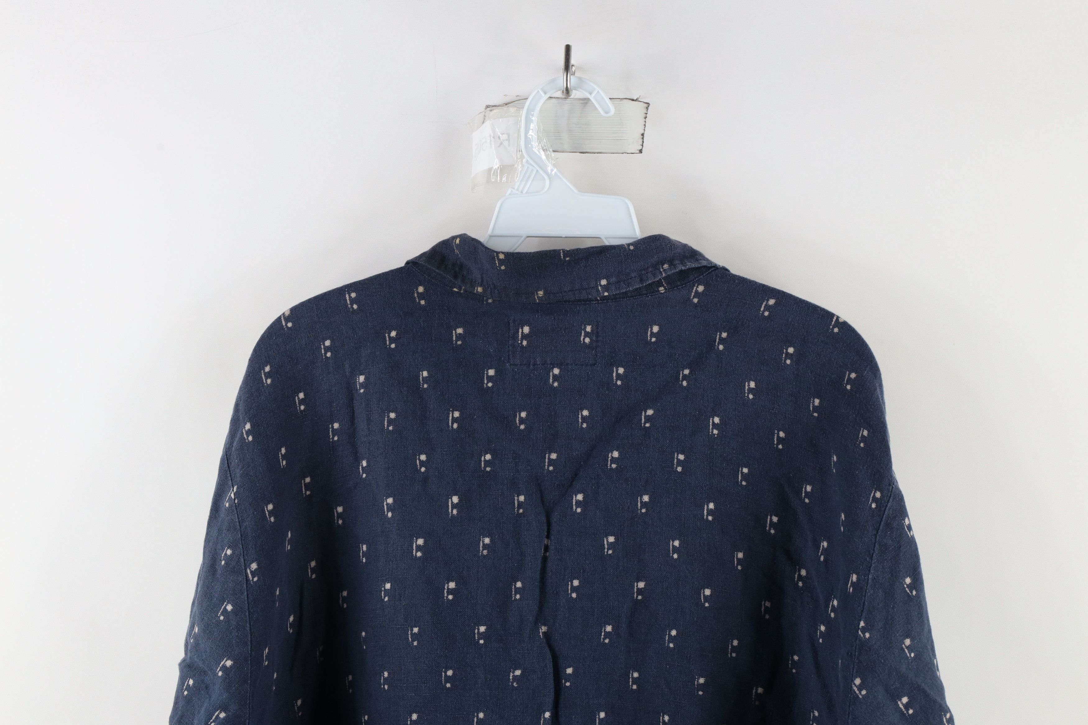 FLAX × Vintage Flax Linen Lagenlook Geometric Collared Button Shirt Size L / US 10 / IT 46 - 8 Thumbnail