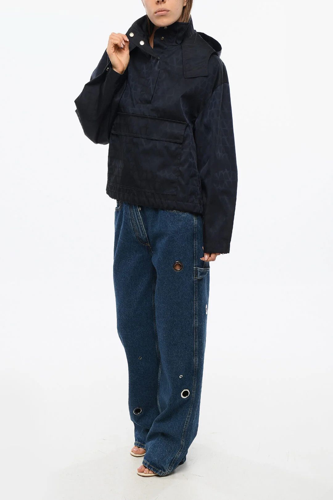 Valentino og1mm0426 Nylon Anorak Jacket in Blue Size L / US 10 / IT 46 - 4 Thumbnail