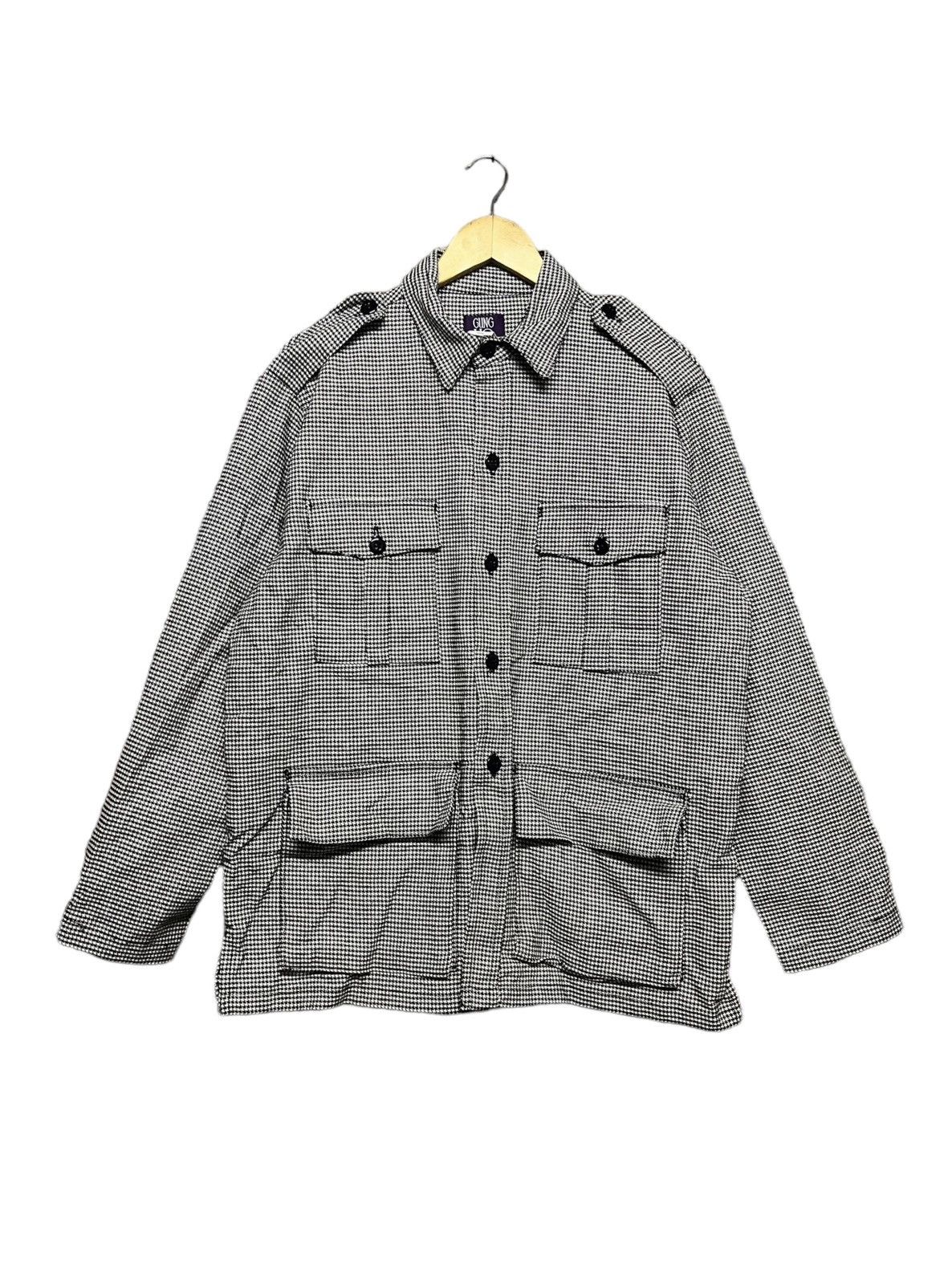 image of Post Co x Sugar Cane Co Vtggung Ho Gigham Hickory Fatigue Workwear Railroad Jacket in White (Size L