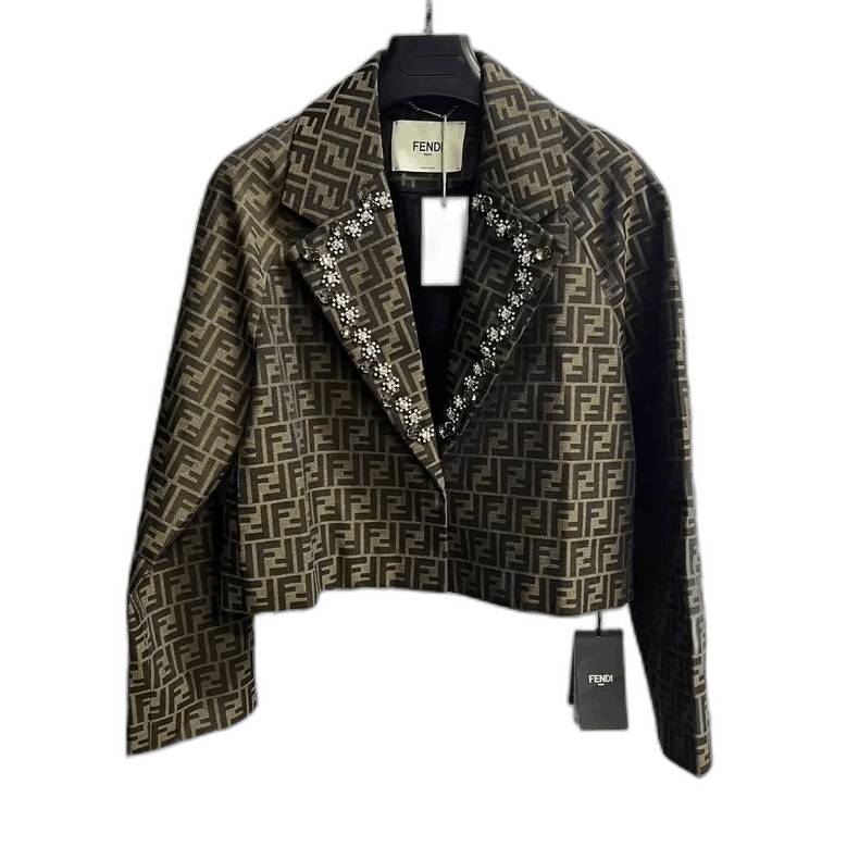 Fendi Fendi Brown Letter Print Long Sleeve Jacket Size US M / EU 48-50 / 2 - 1 Thumbnail