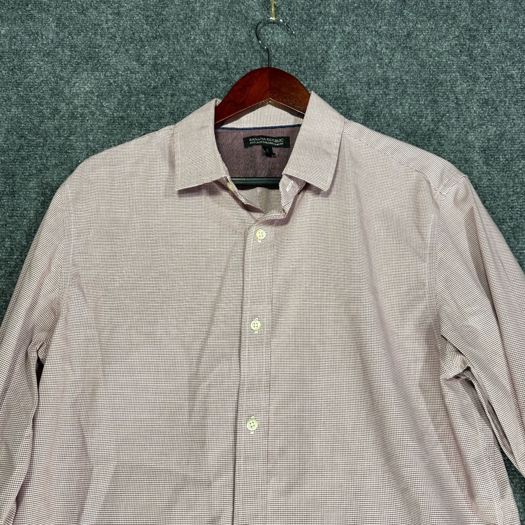 Banana Republic Banana Republic Shirt Mens L Non Iron Tailored Slim Fit Red Cotton Check Shirt Size US L / EU 52-54 / 3 - 4 Thumbnail