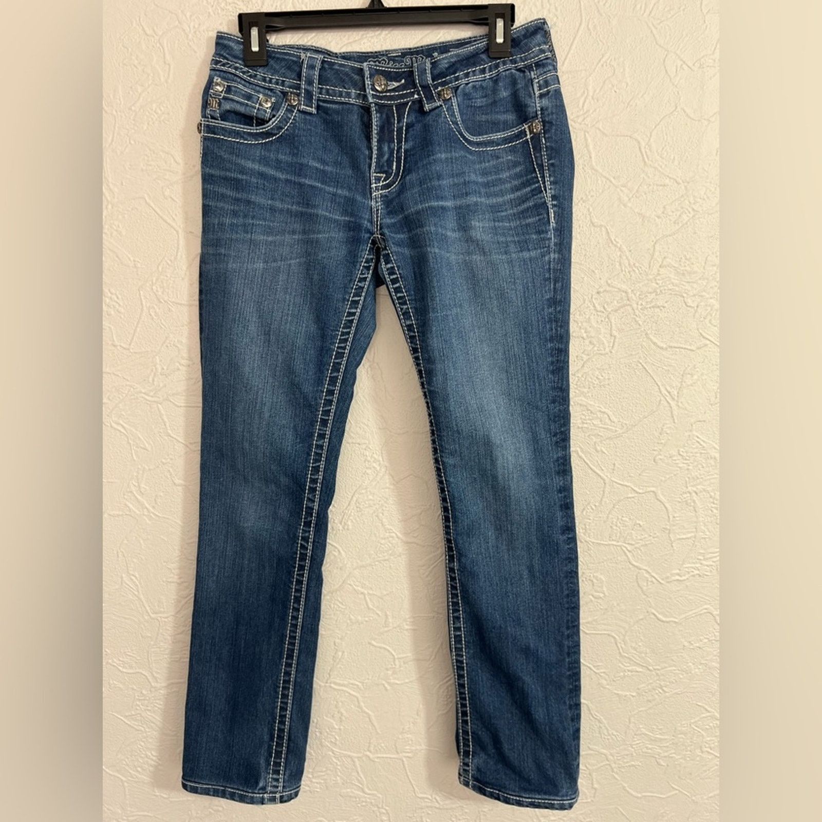 Miss Me Miss Me JP5445T3 Women 28 Dark Wash Cross Straight Leg Jeans Size 28" / US 6 / IT 42 - 2 Thumbnail