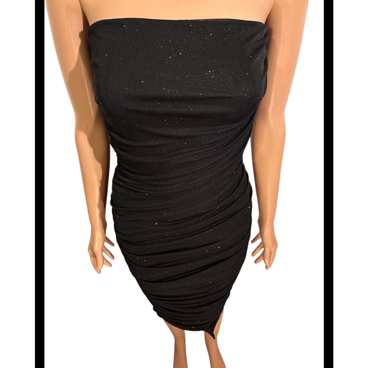 Shein Privy Strapless Sparkle Bodycon Midi Dress Size Small Size S / US 4 / IT 40 - 3 Thumbnail