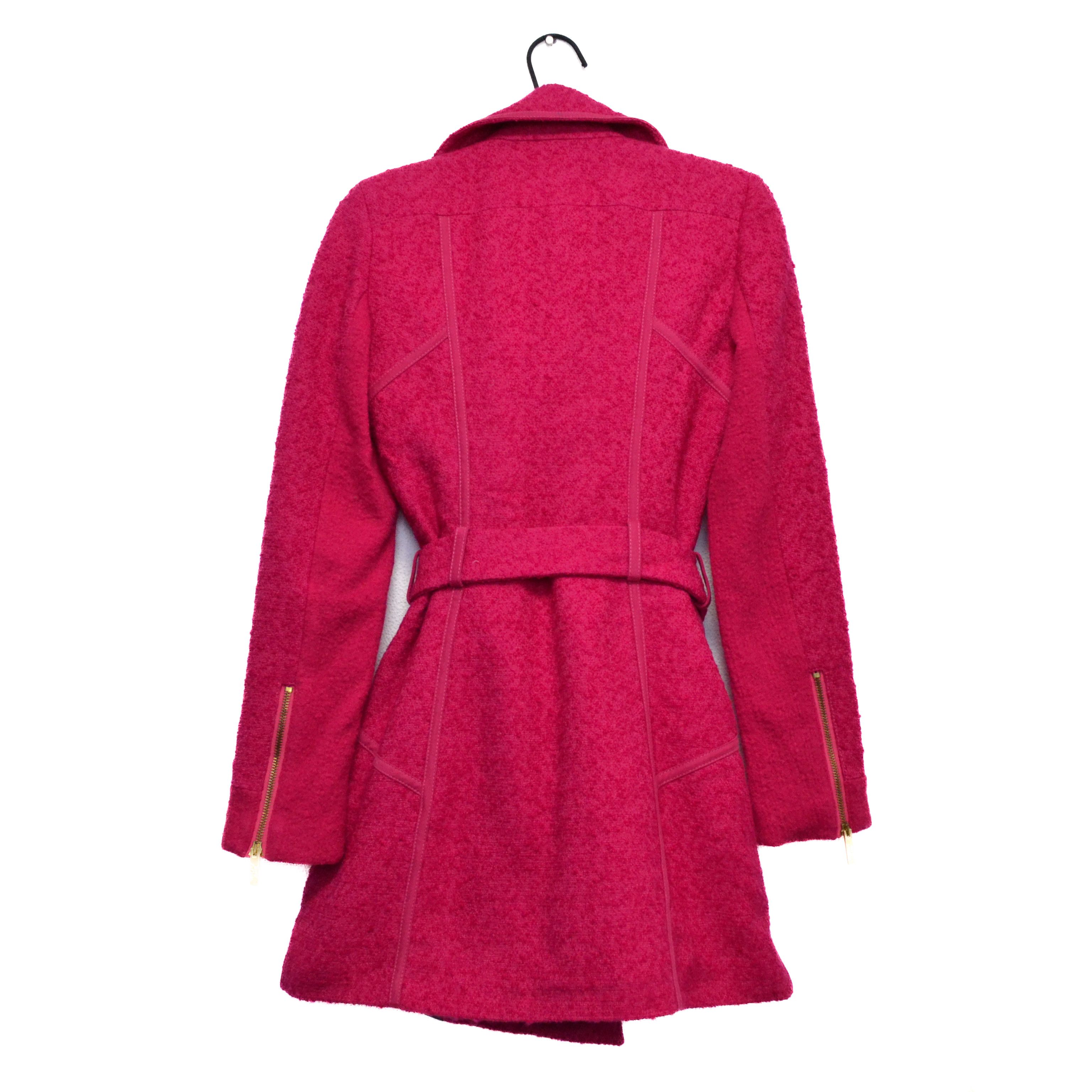 Versace Versace Jeans Virgin Wool Cotton Pink Belted Women’s Coat Size XS / US 0-2 / IT 36-38 - 10 Thumbnail