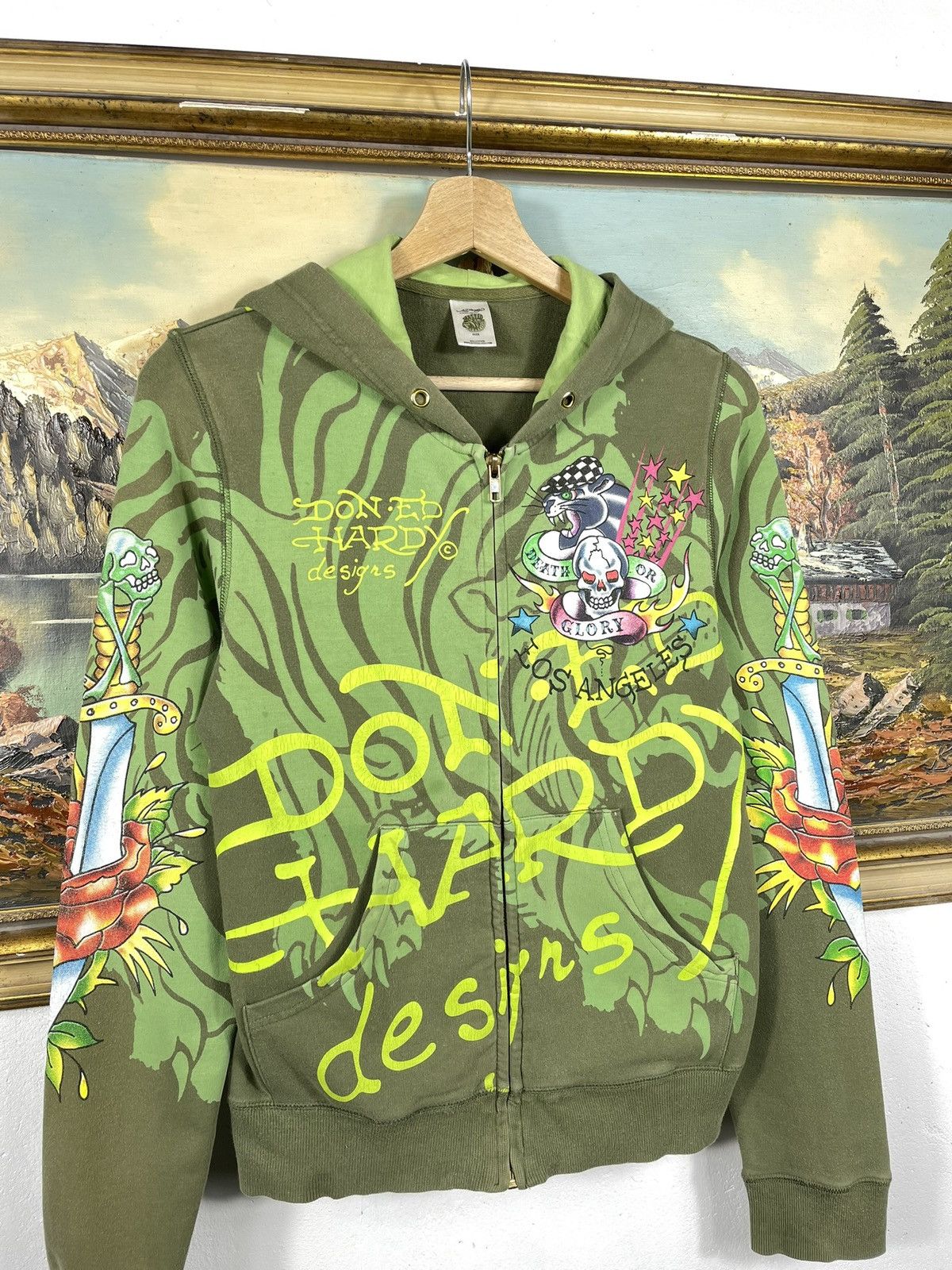 Christian Audigier Ed Hardy Retro 00s Hoodie With Crystals Affliction Grunge Size S / US 4 / IT 40 - 5 Thumbnail