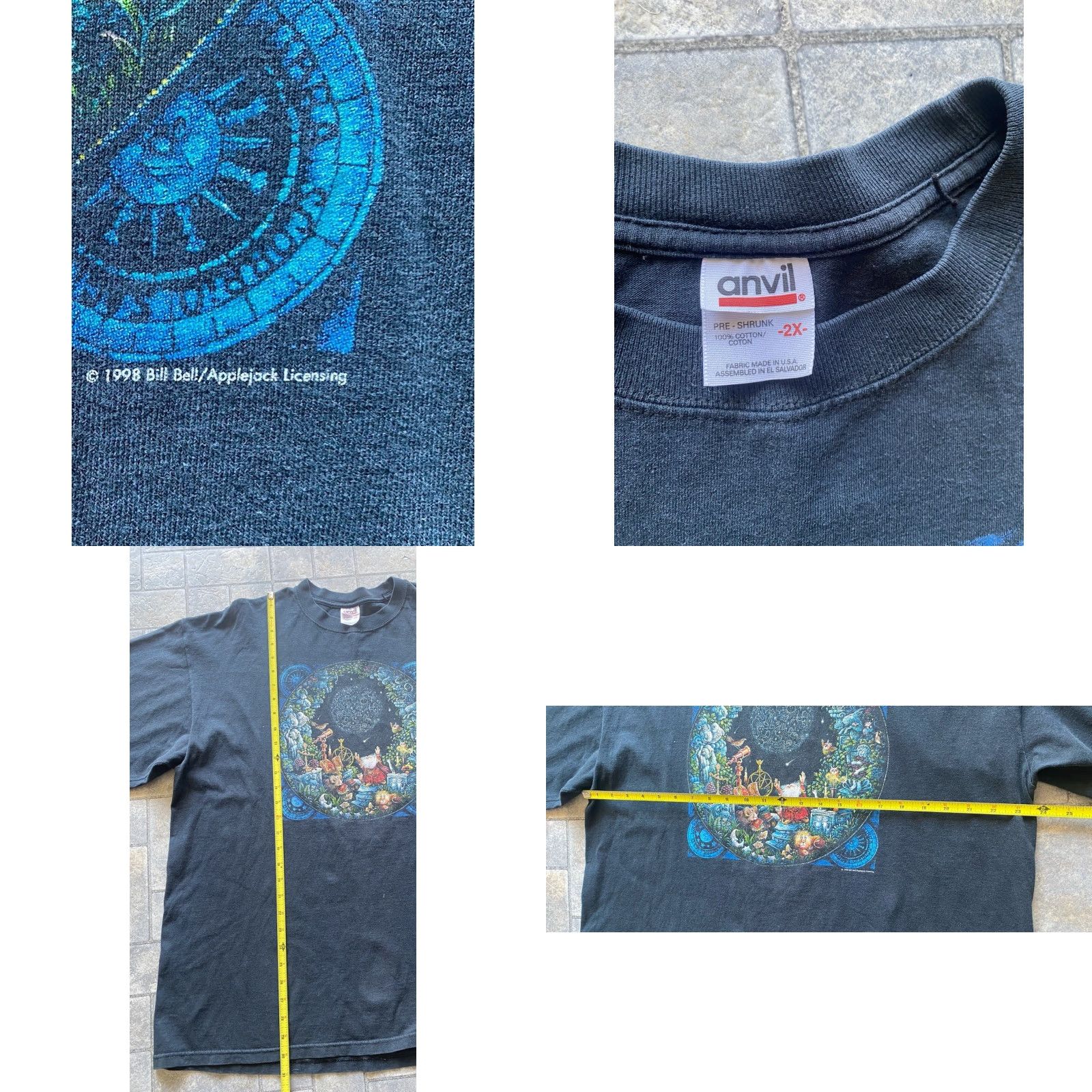 Anvil VINTAGE 1998 Bill Bell Astrology Wizard Long Sleeve Shirt 2XL Men’s Black Cotton VTG Size US XXL / EU 58 / 5 - 8 Thumbnail