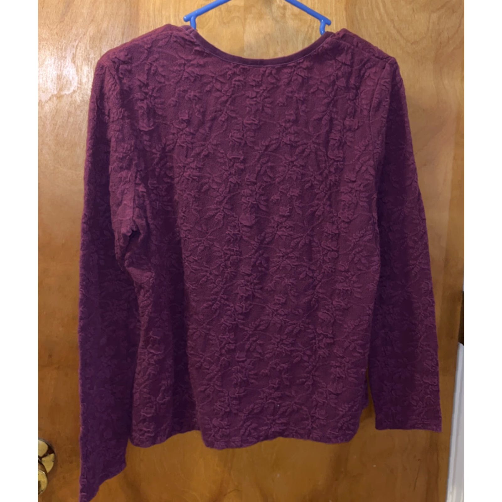 J. Jill VINTAGE J. Jill Women's Lace Shirt Long Sleeve Size M Purple Stretch T-Shirt Fall Spring Summer Winter Women Size M / US 6-8 / IT 42-44 - 4 Thumbnail