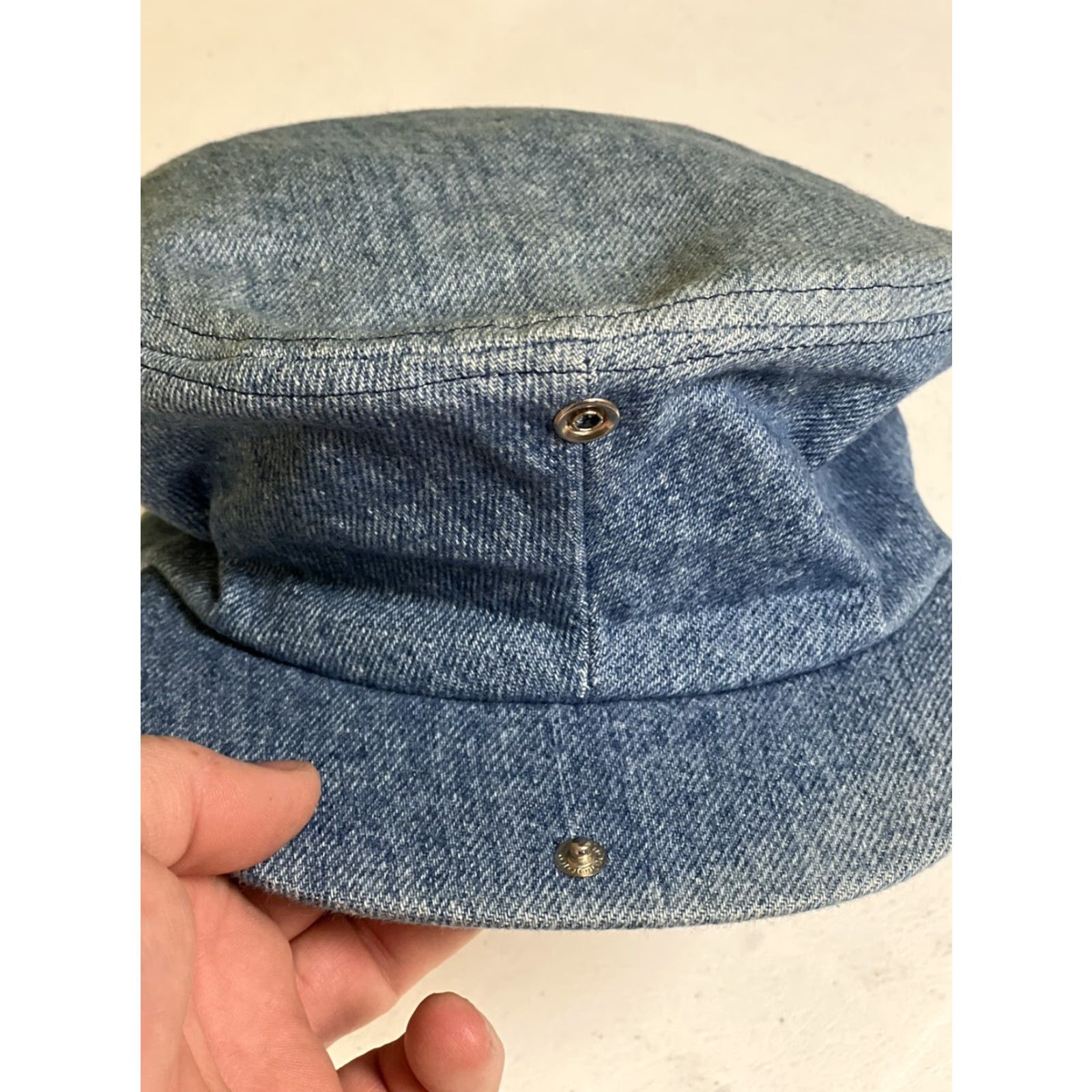Vintage VINTAGE Denim Panel Hat Cap Hippie Baker Boy Floppy Newsboy Cap Made In USA Men M Blue Size ONE SIZE - 5 Thumbnail
