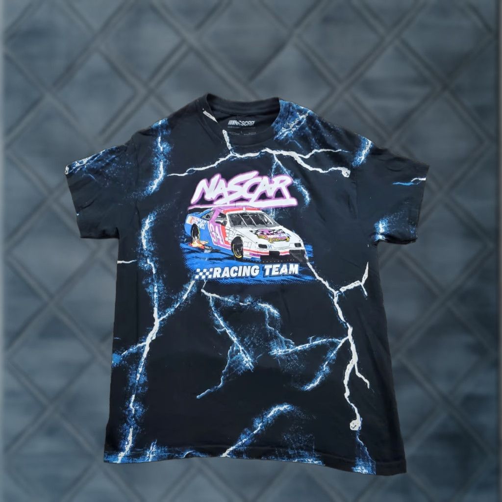 NASCAR Nascar T Shirt Large Men Black Short Sleeve Lightning Graphic Throwback AOP Logo Size US L / EU 52-54 / 3 - 1 Thumbnail