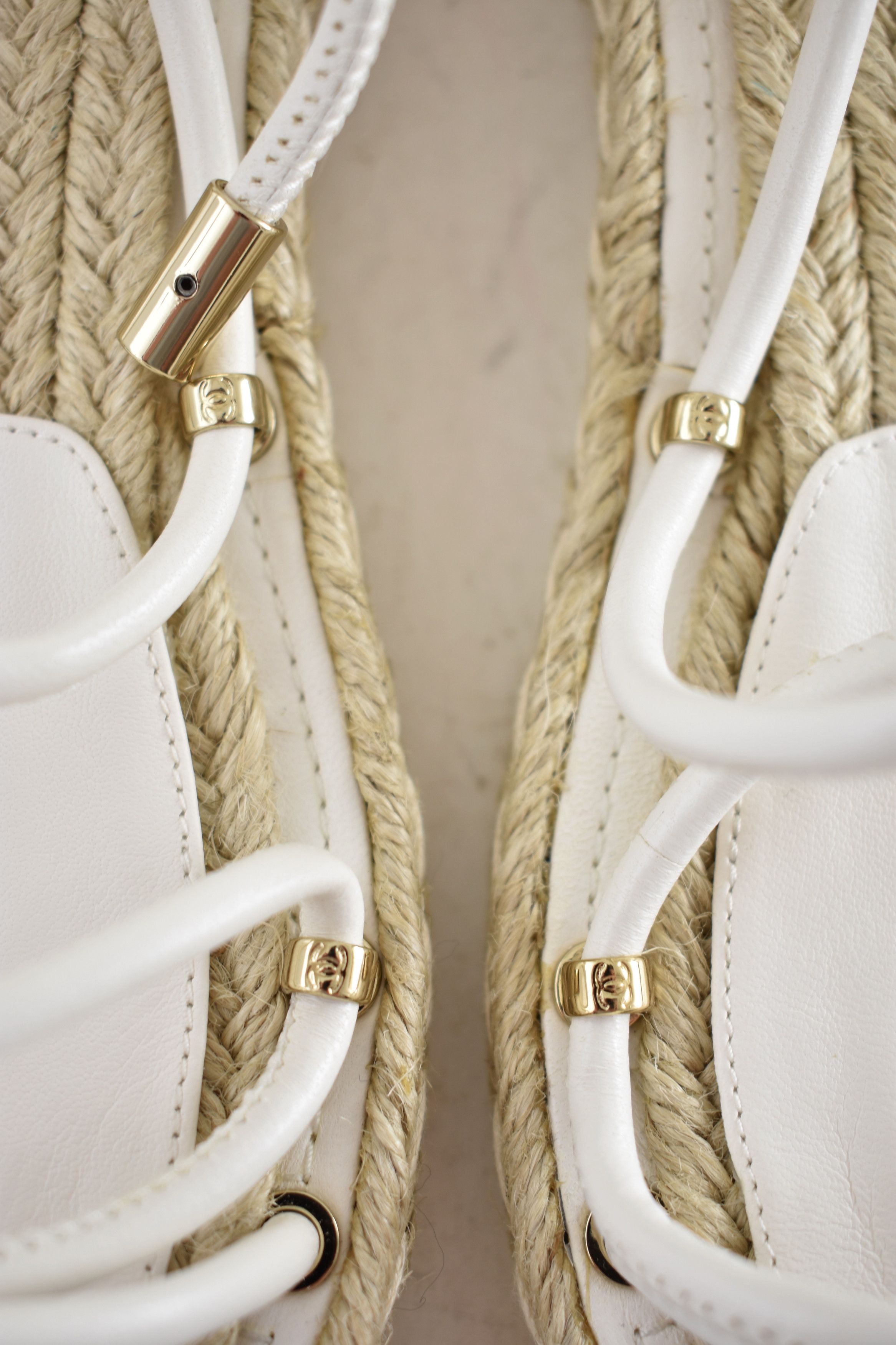 Chanel 20S CC Logo Mules Lace Up Tie Sandal Espadrille Flat 36 Size US 6 / IT 36 - 11 Thumbnail