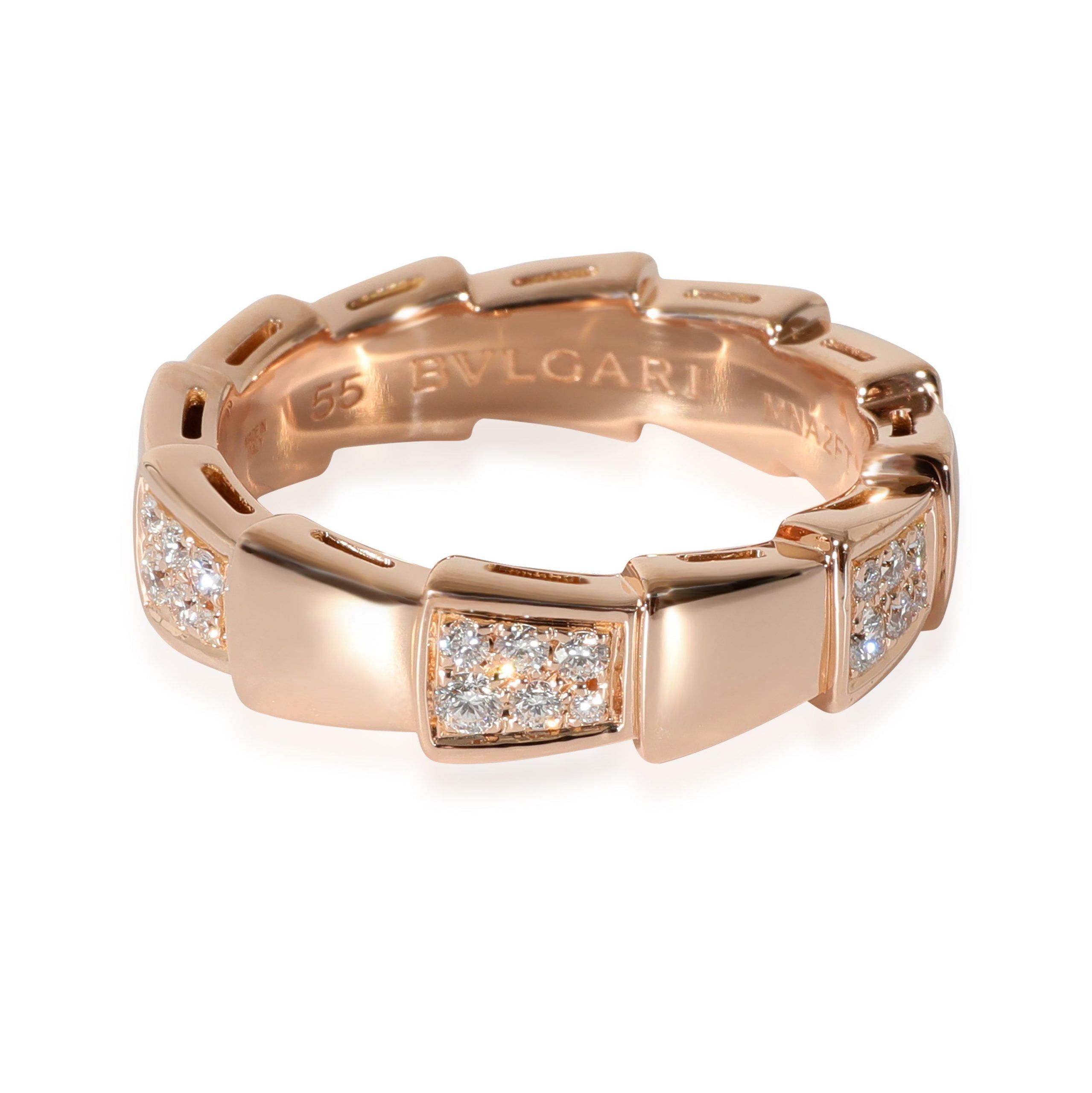 image of Bvlgari Serpenti Diamond Ring In 18K Rose Gold 0.41 Ctw, Women's