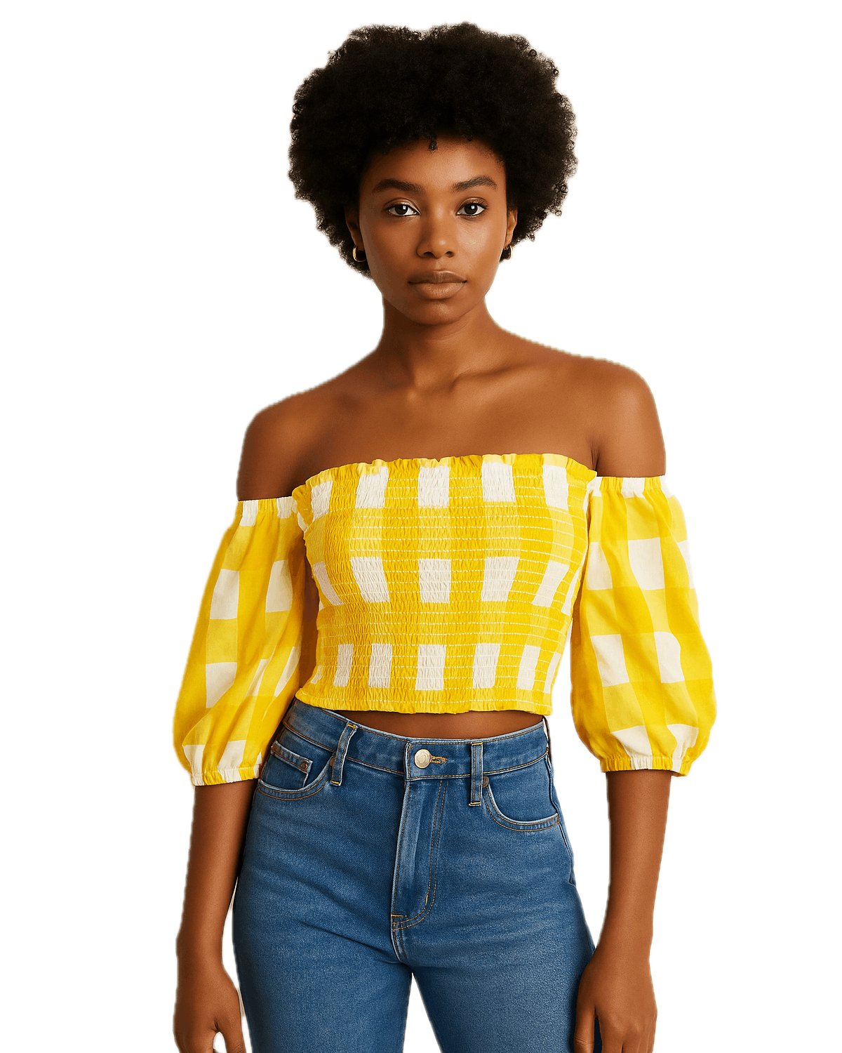 Dillard's NEW New York & Co Off-Shoulder Gingham Top Size XL / US 12-14 / IT 48-50 - 1 Thumbnail