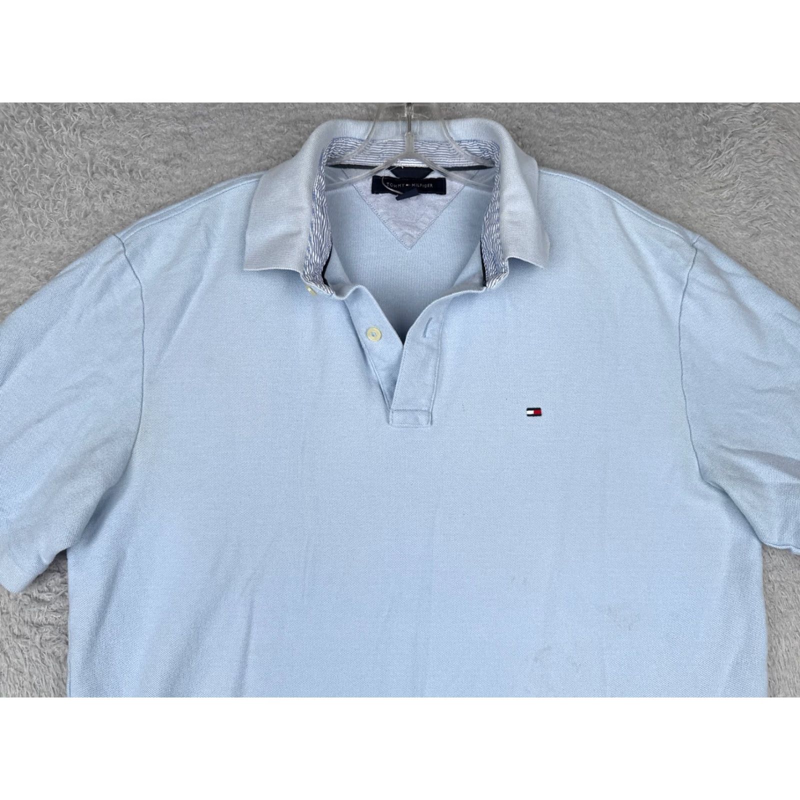 Tommy Hilfiger Tommy Hilfiger Polo Shirt Men L Blue 100% Cotton Short Sleeve Slim Fit Regular Size Polo Size US L / EU 52-54 / 3 - 4 Thumbnail