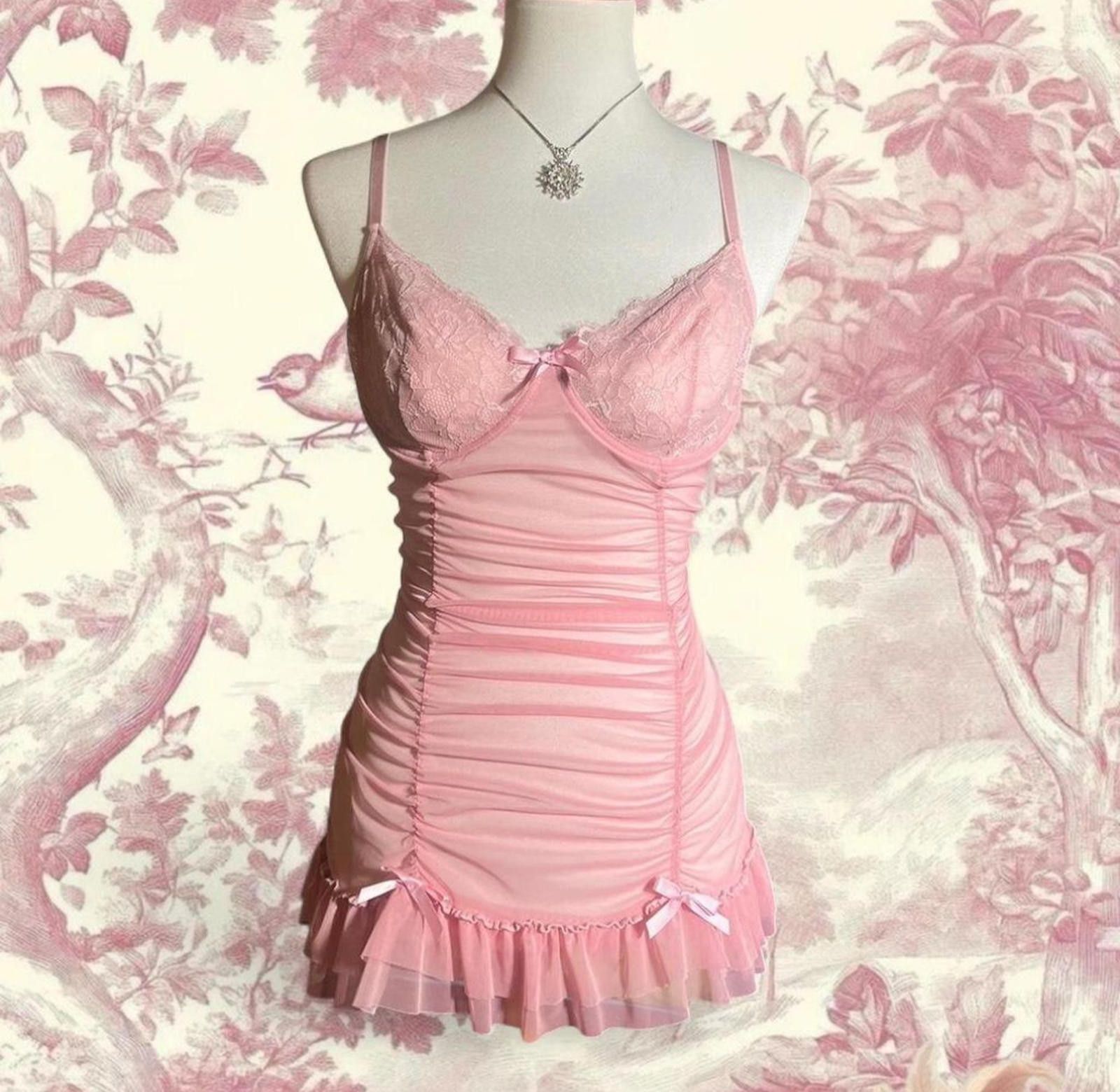 Other Vintage Lingerie Pink BabyDoll Layer Dress Outerwear Sheer Size ONE SIZE - 1 Thumbnail