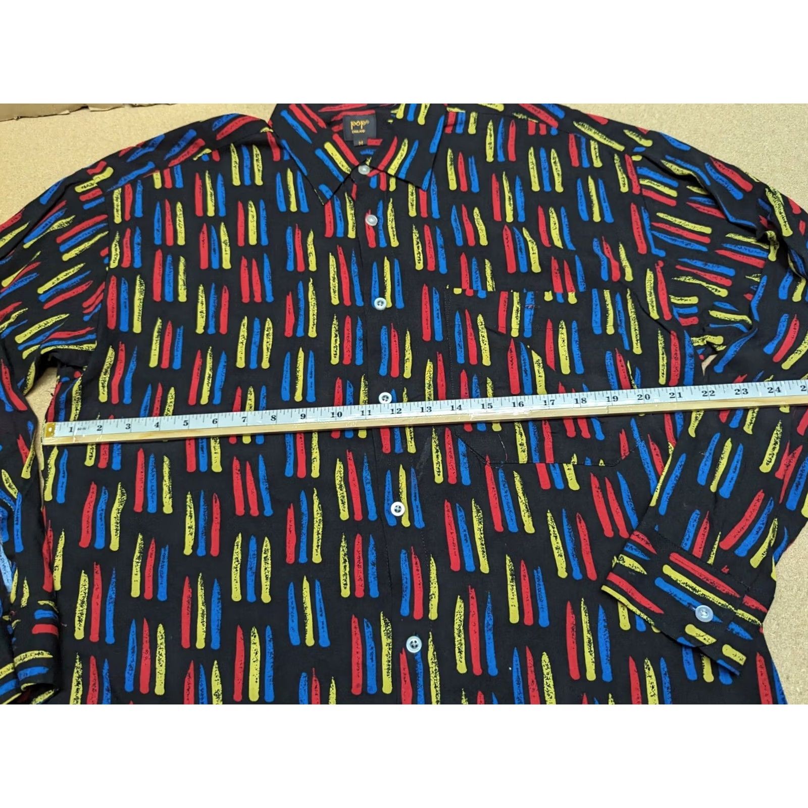 Vintage Pop England Button-Up Shirt Mens Size M Short Sleeves Striped Viscose Size US M / EU 48-50 / 2 - 5 Thumbnail