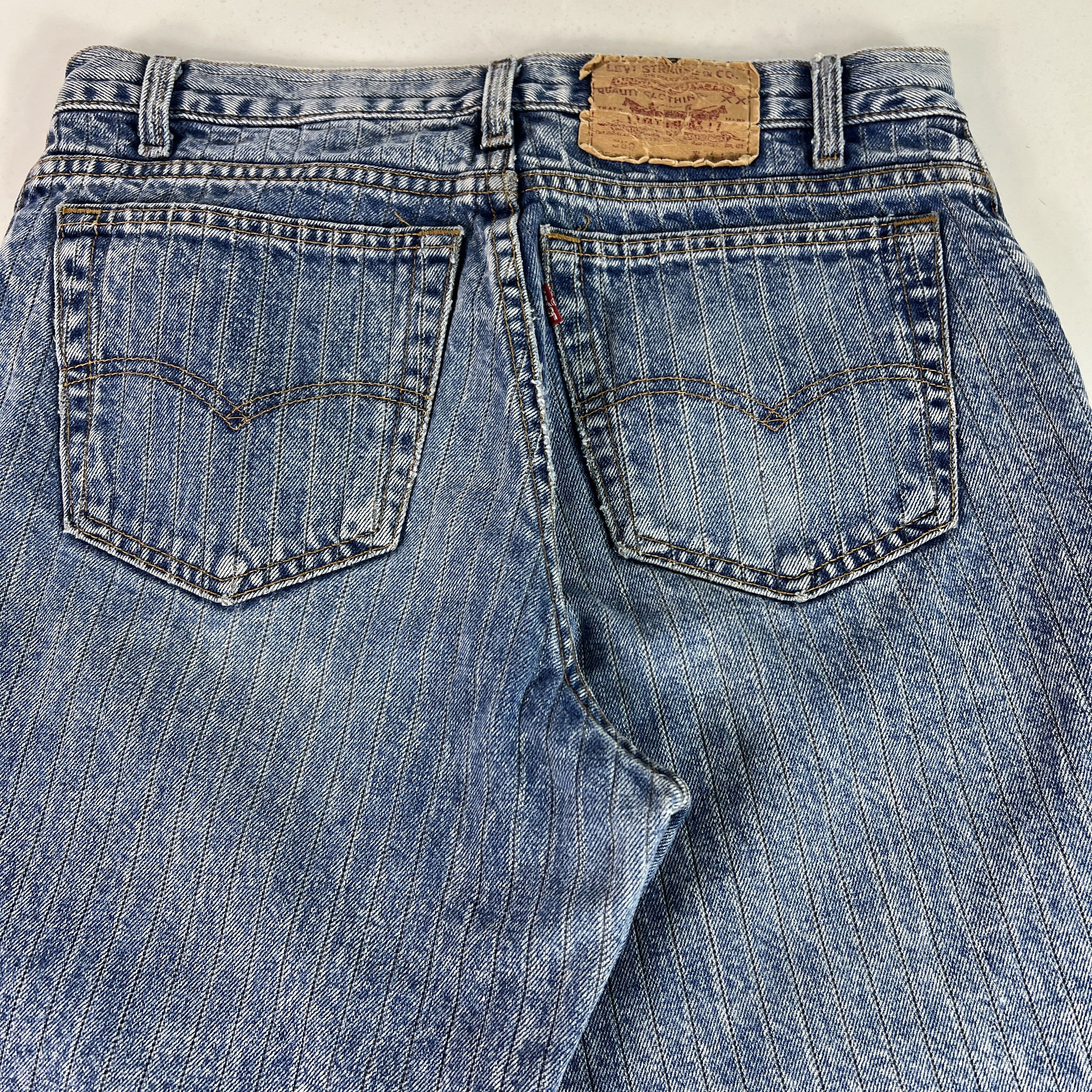 Levi's VTG 80s Levi's Jeans 550 Relaxed Blue Pinstripe Faded Denim Size US 32 / EU 48 - 15 Thumbnail