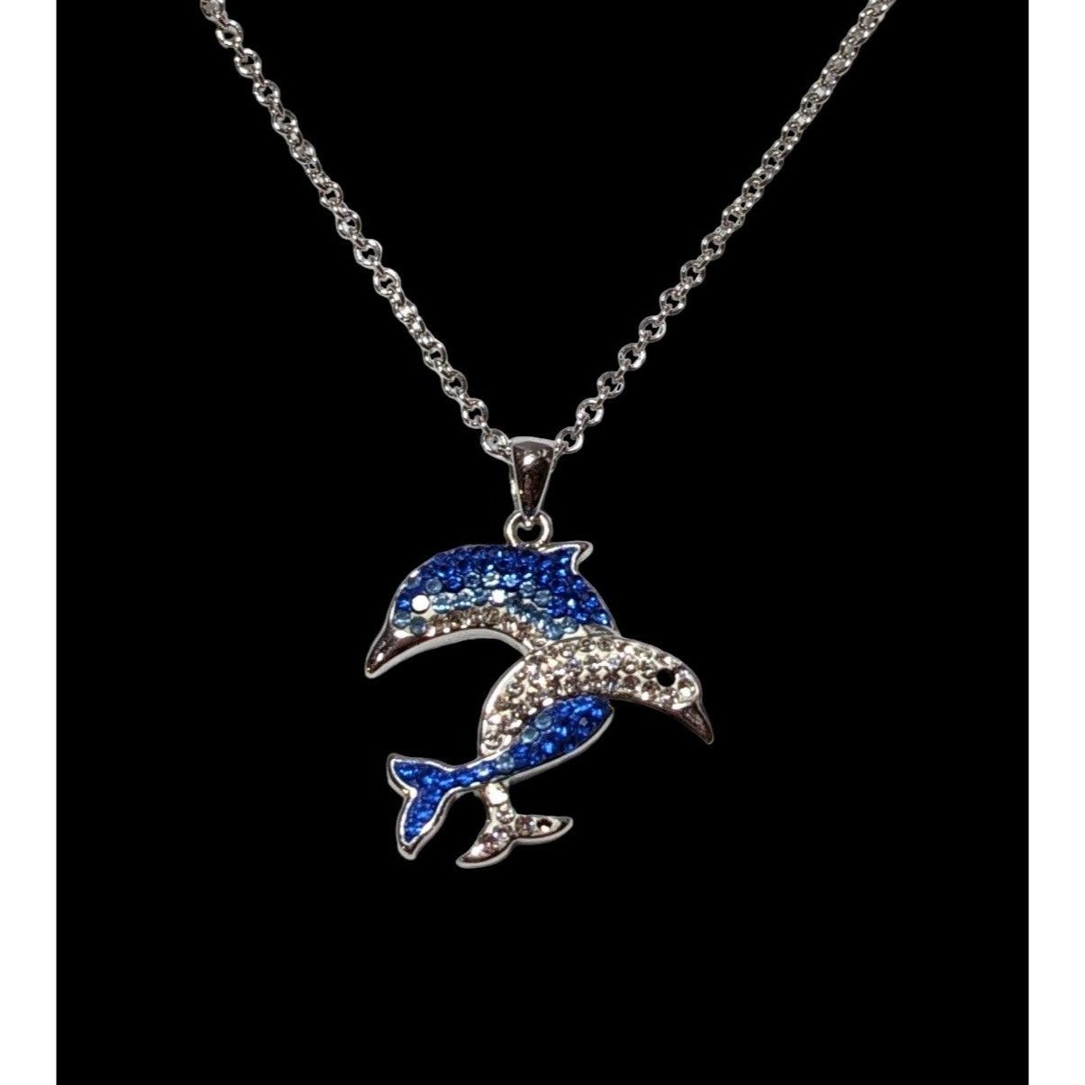 Other Rhinestone Double Dolphin Necklace Size ONE SIZE - 2 Thumbnail