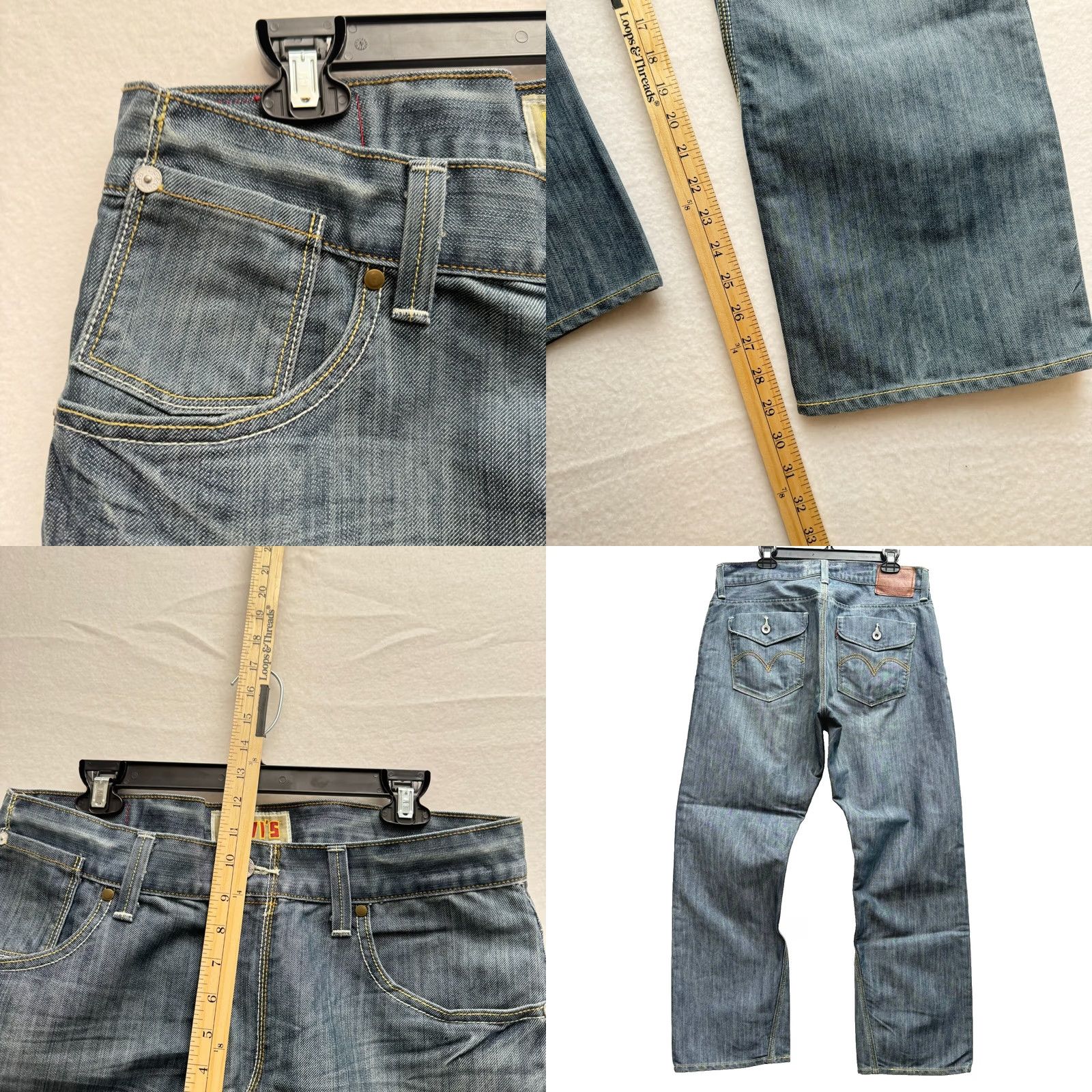 Levi's Levi's 514 Slim Straight Jeans 36x30 Denim Distressed 90s 00s Y2K Men Regular Blue Jeans Mens Size US 36 / EU 52 - 8 Thumbnail