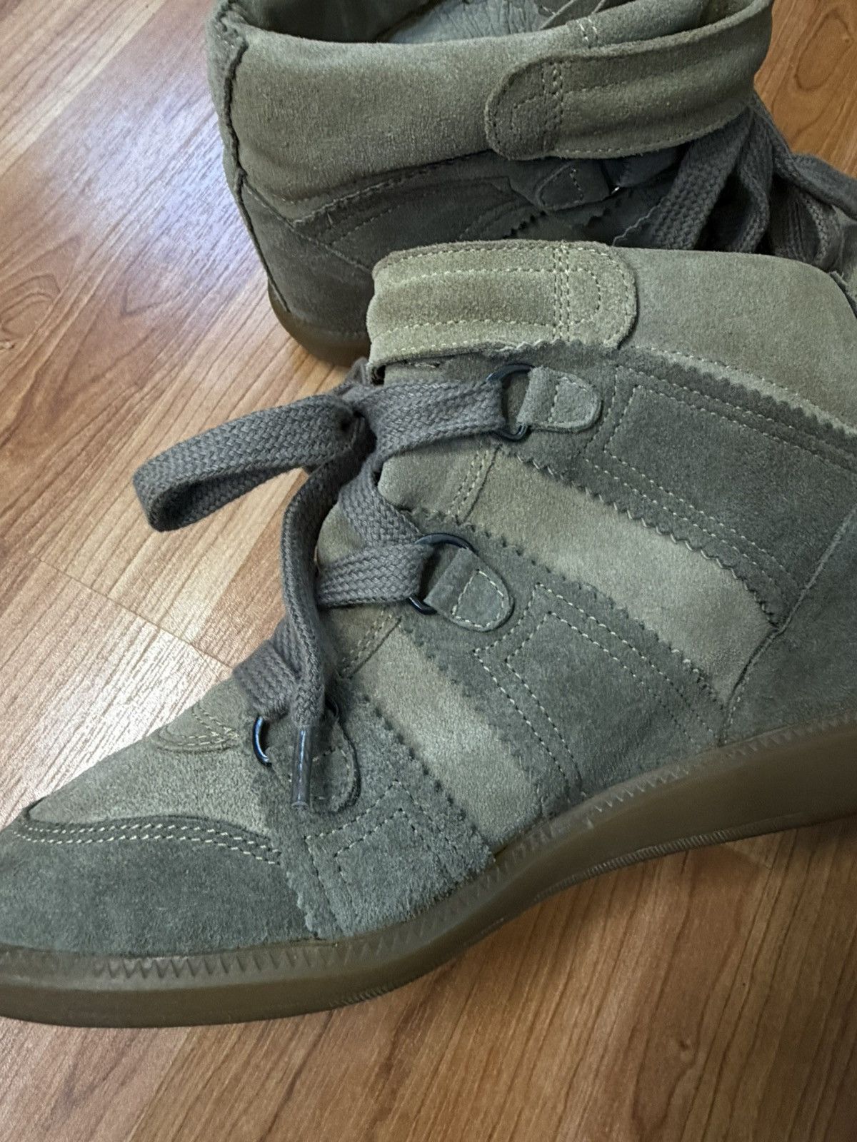Isabel Marant Grey Suede Wedge Heel Sneakers Size US 9 / IT 39 - 6 Thumbnail