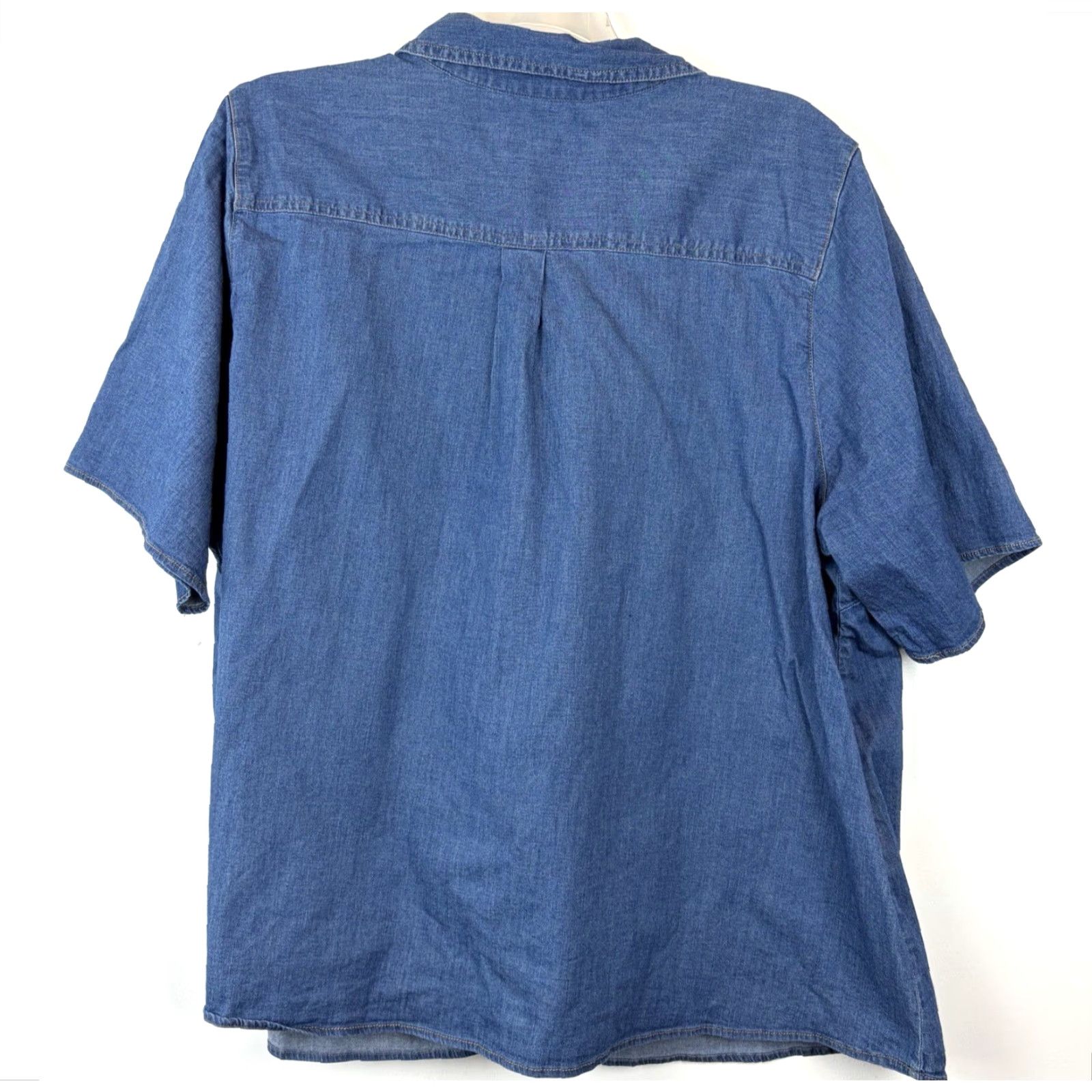 CO D&Co Denim Co Button Top Womens 3X Denim Tunic Solid Casual Shirt Button-Up Size XXL / US 16-18 / IT 52-54 - 2 Thumbnail