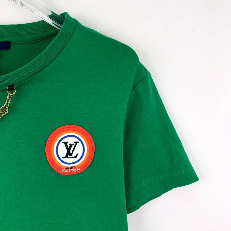 Louis Vuitton Louis Vuitton 22 Green Logo Embroidered Cotton Crew Neck T Size S / US 4 / IT 40 - 3 Thumbnail