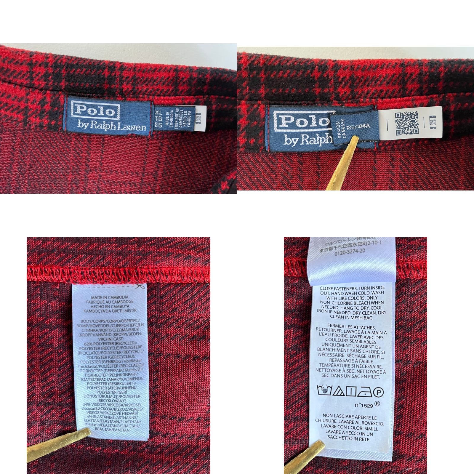 Polo Ralph Lauren VINTAGE Polo Ralph Lauren Men's Plaid Knit Flannel Workshirt XL Red Black Button-Up Casual, Classic Americana Mens Size US XL / EU 56 / 4 - 9 Thumbnail