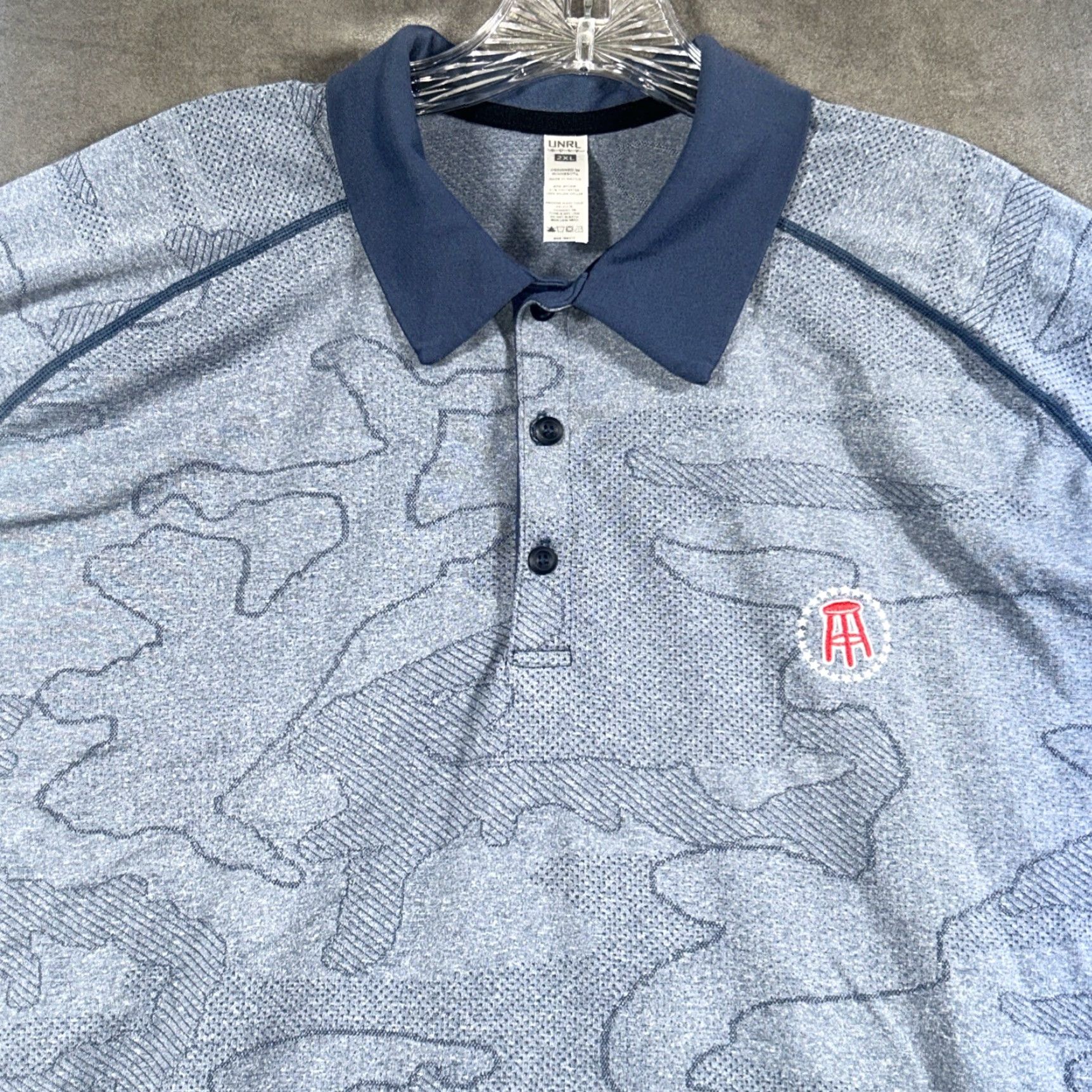 Vintage UNRL Barstool Sports Polo Shirt Mens 2XL Blue Camo Golf Performance Stretch Size US XXL / EU 58 / 5 - 4 Thumbnail
