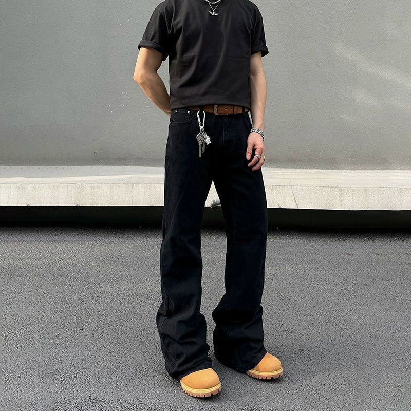 Japanese Brand × Jean Black Distressed Slim Straight Leg Jeans Size US 31 - 3 Thumbnail