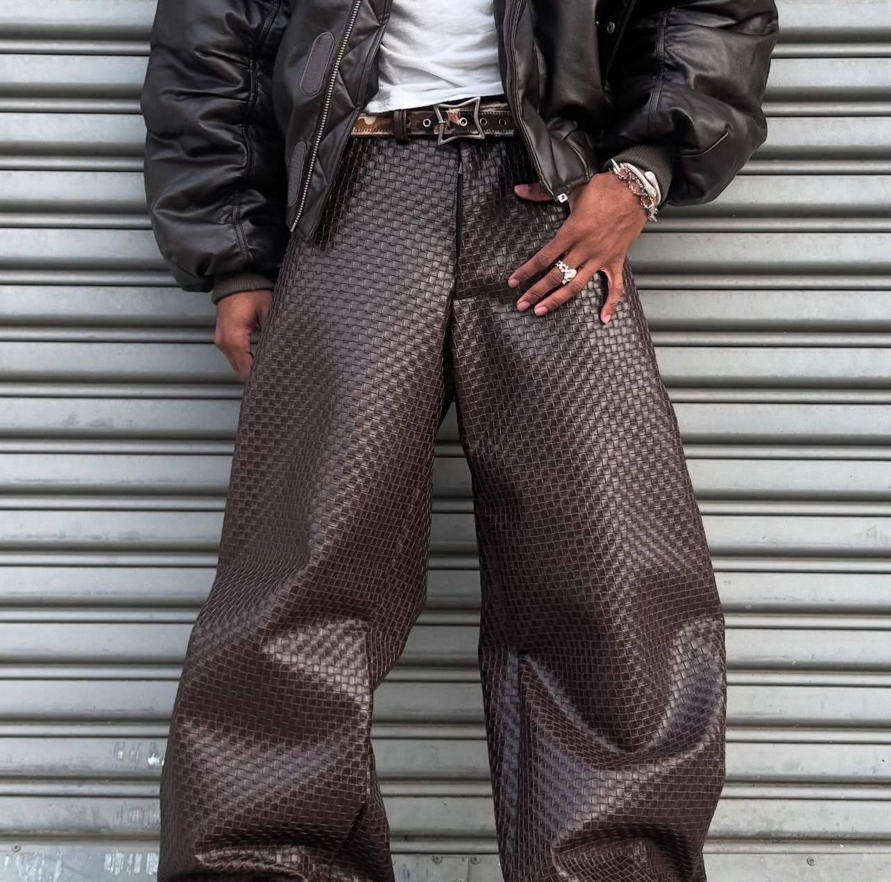 ARCHIVO Studios Woven Leather Pants