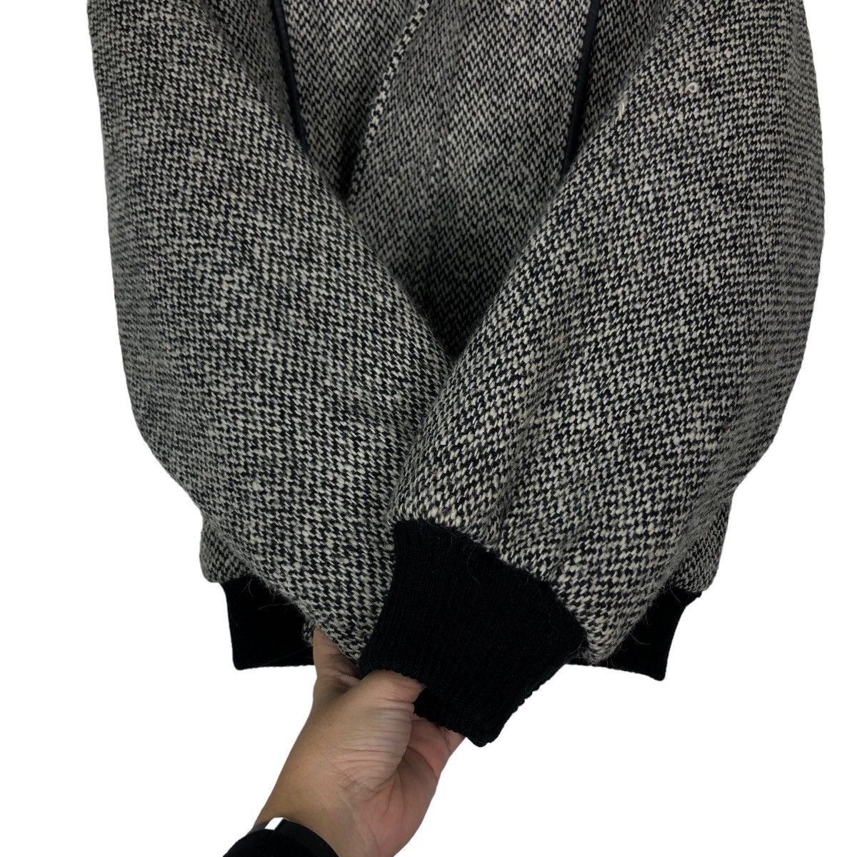 ?Vtg Herringbone Wool Bomber Jacket Inspire Issey Miyake
