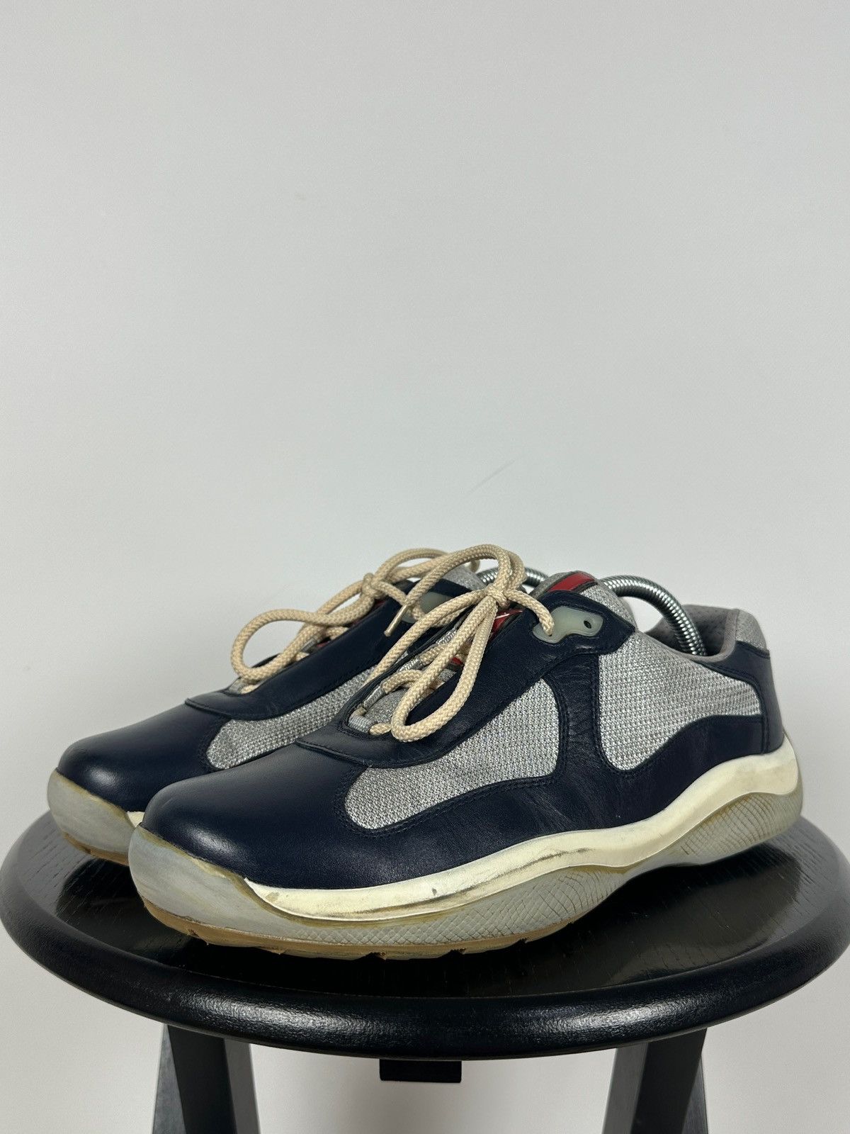 Prada Prada America’s Cup Navy Blue Leather Sneakers Size US 7.5 / EU 40-41 - 12 Thumbnail