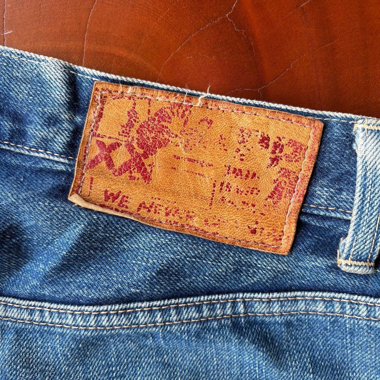 HOLLYWOOD RANCH MARKET Vintage 90’s HR Market Selvedge Distress Mud Wash Blue Pants Size US 34 / EU 50 - 12 Thumbnail
