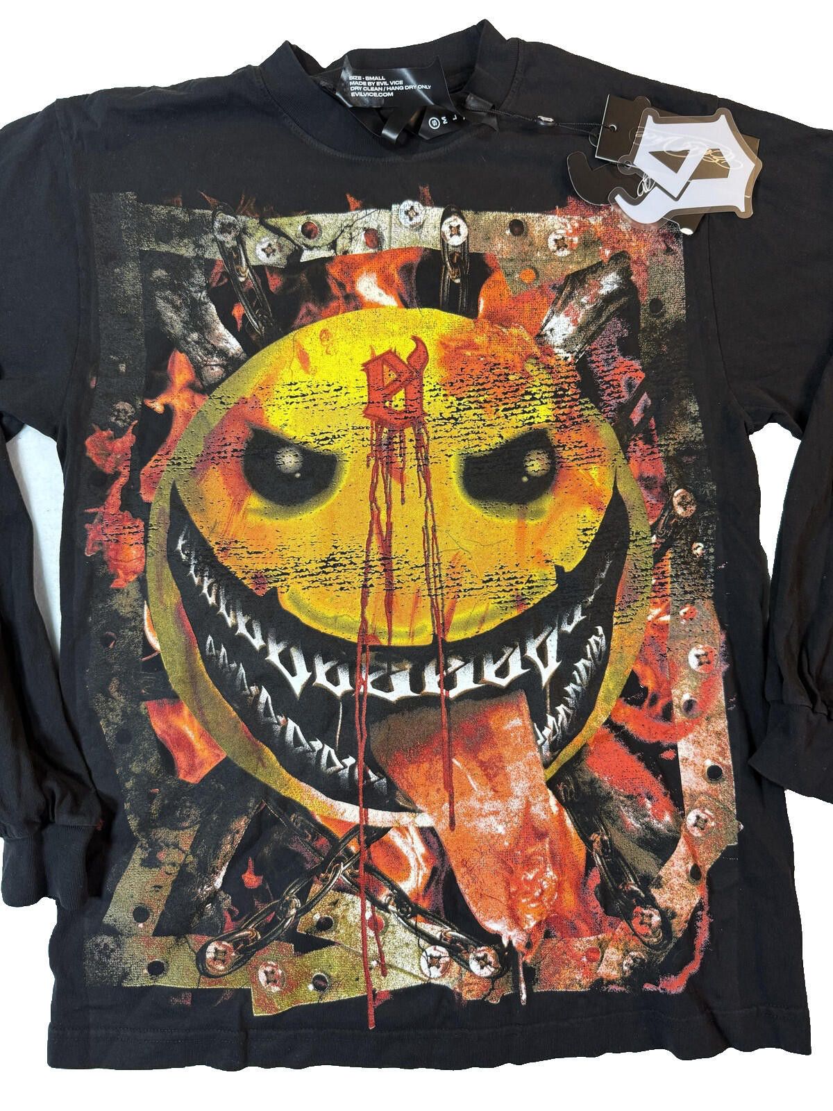 Other Evil Vice Shirt Mens S Lg Sleeve Smiley Horror Streetwear NW Size US S / EU 44-46 / 1 - 2 Thumbnail