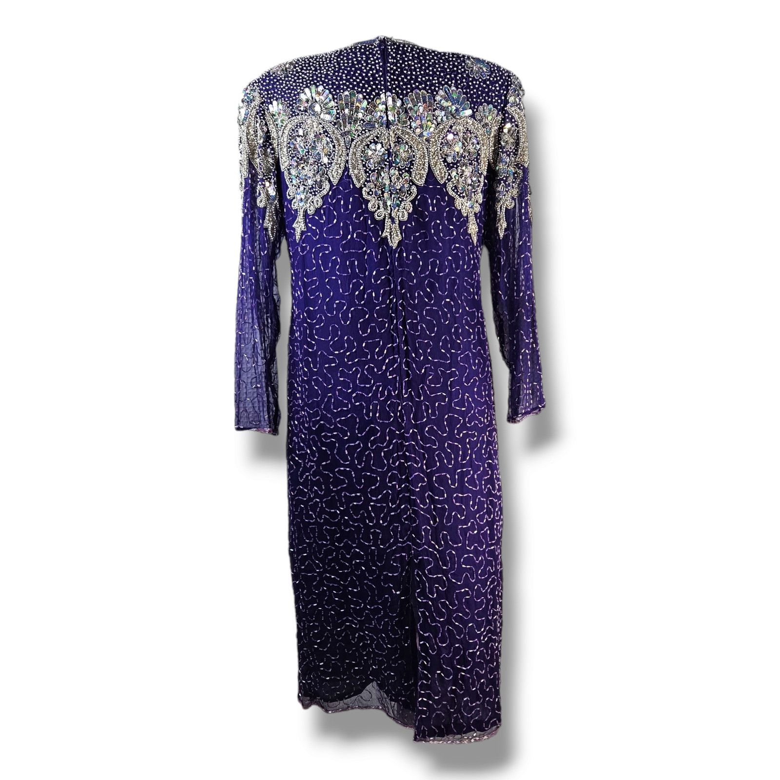 Other VTG JP Fashion Hand Beaded Silk Sheath Dress Sz. M Purple Size M / US 6-8 / IT 42-44 - 3 Thumbnail