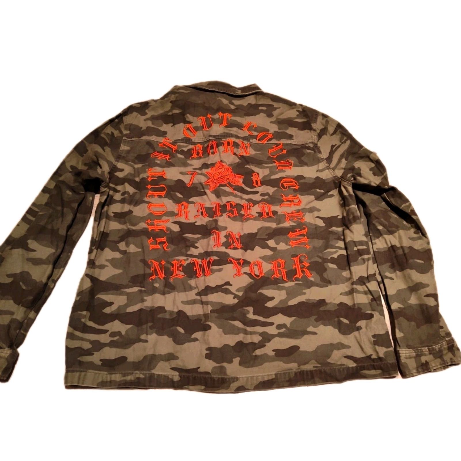 H&M VINTAGE H&M Divided Women's Camouflage Jacket Large Spring Fall Winter Green Orange Casual NYC Size L / US 10 / IT 46 - 2 Thumbnail