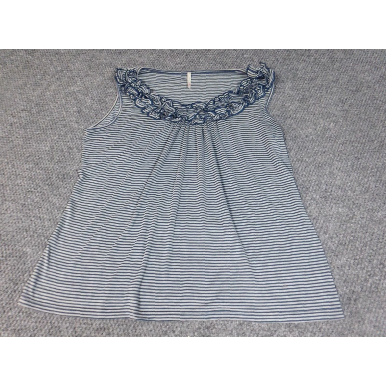 Vintage Olivia Moon Womens Blouse XL Blue Striped Crew Neck Sleeveless Pullover Casual Stretch Regular Size XL / US 12-14 / IT 48-50 - 3 Thumbnail